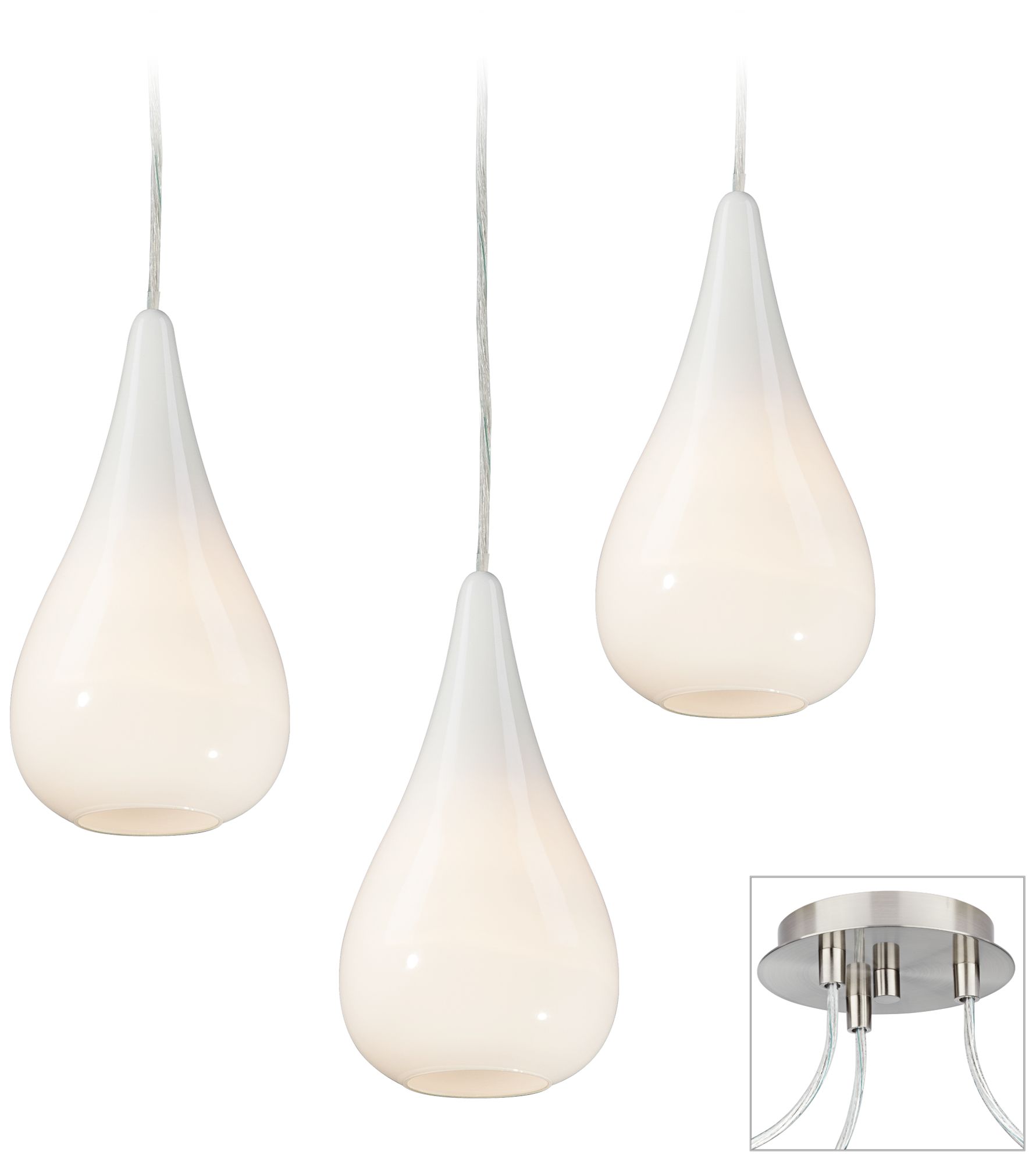 Ice Drop Brushed Nickel Triple Swag Chandelier