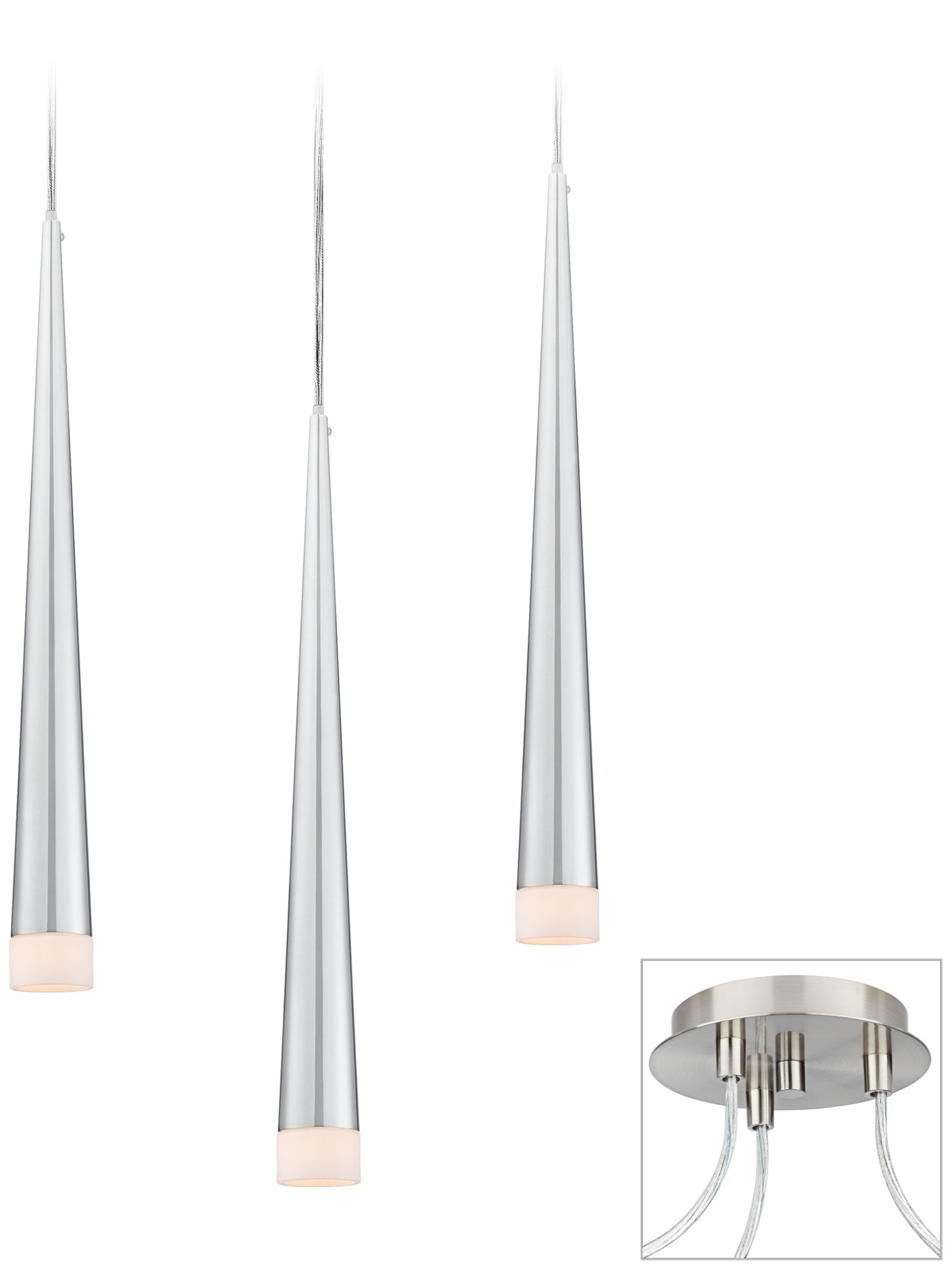 Slim Cone Brushed Nickel Triple Swag Chandelier