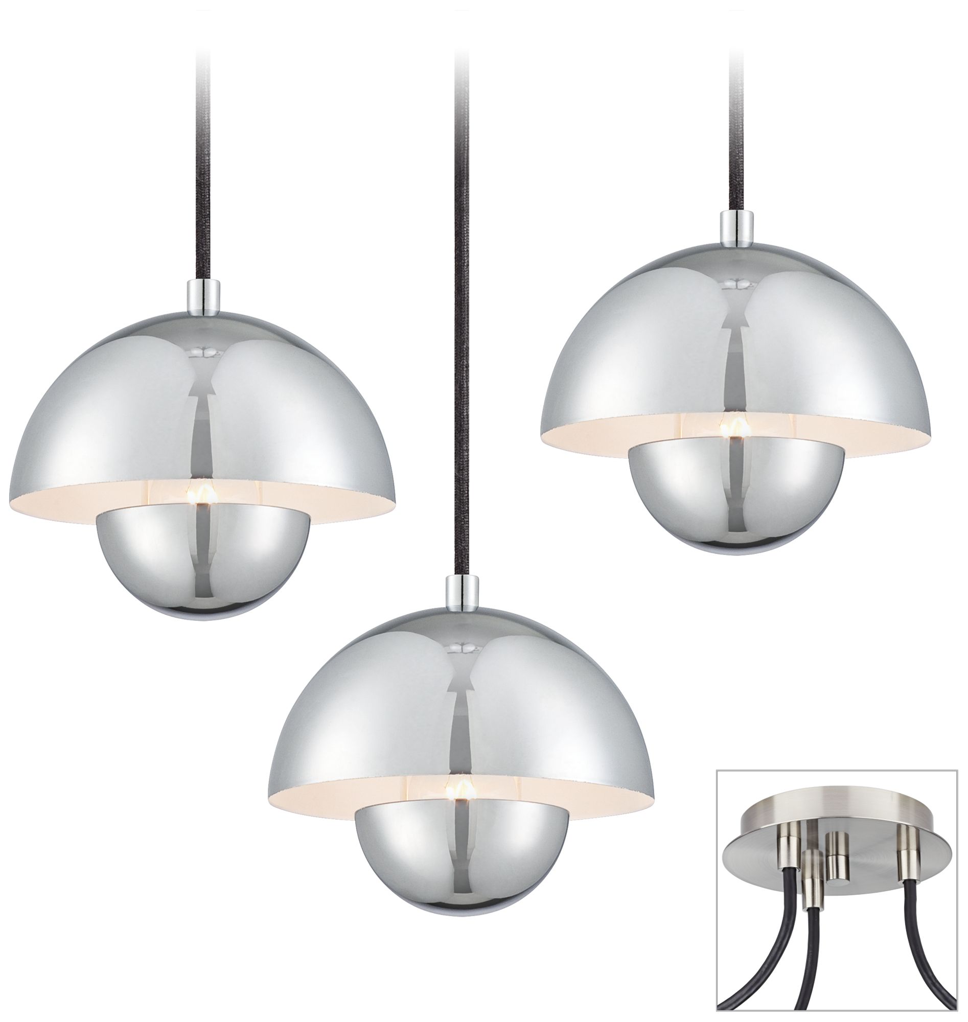 Voyager Brushed Nickel Triple Swag Chandelier