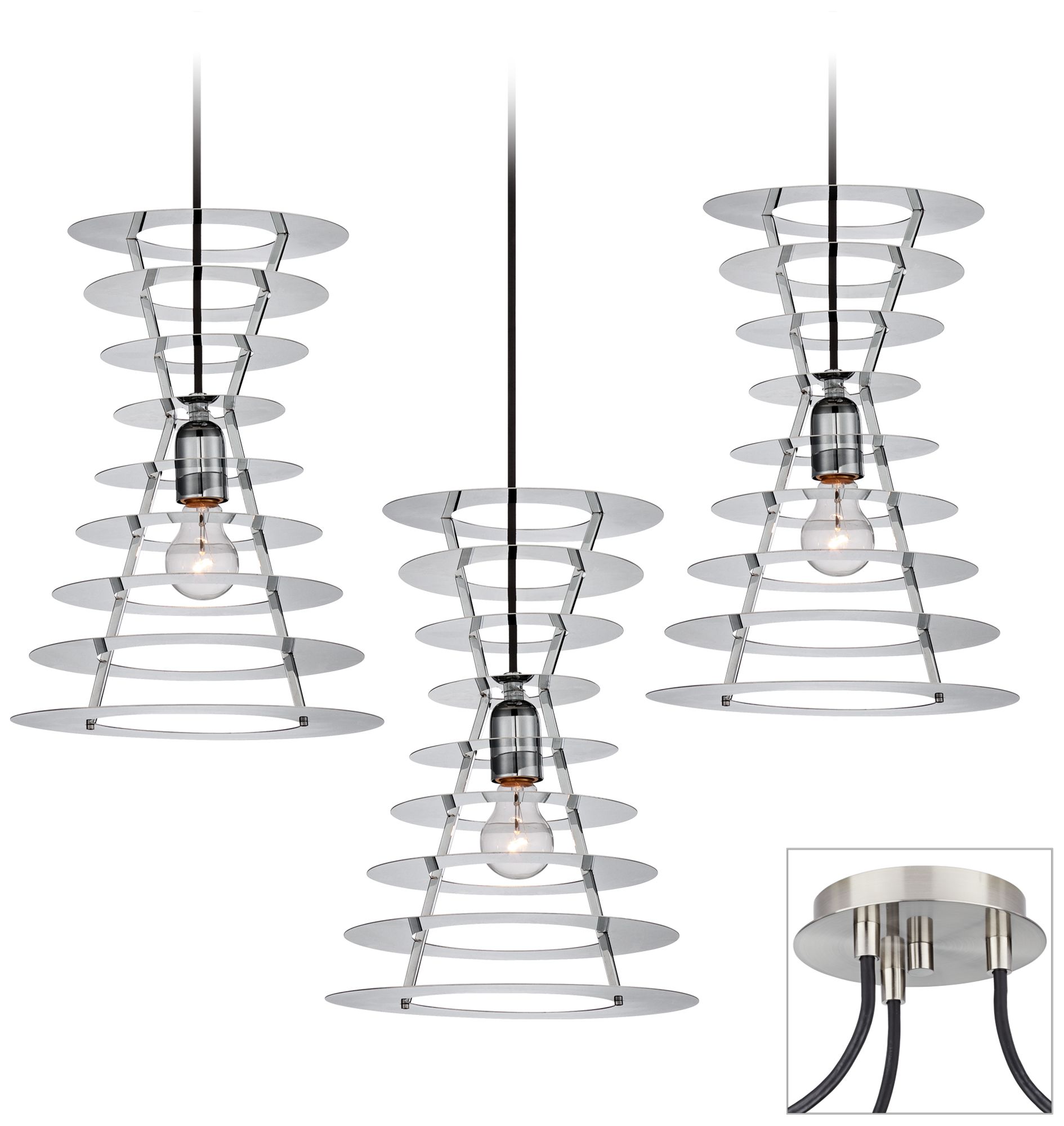 Tower Brushed Nickel Triple Swag Chandelier