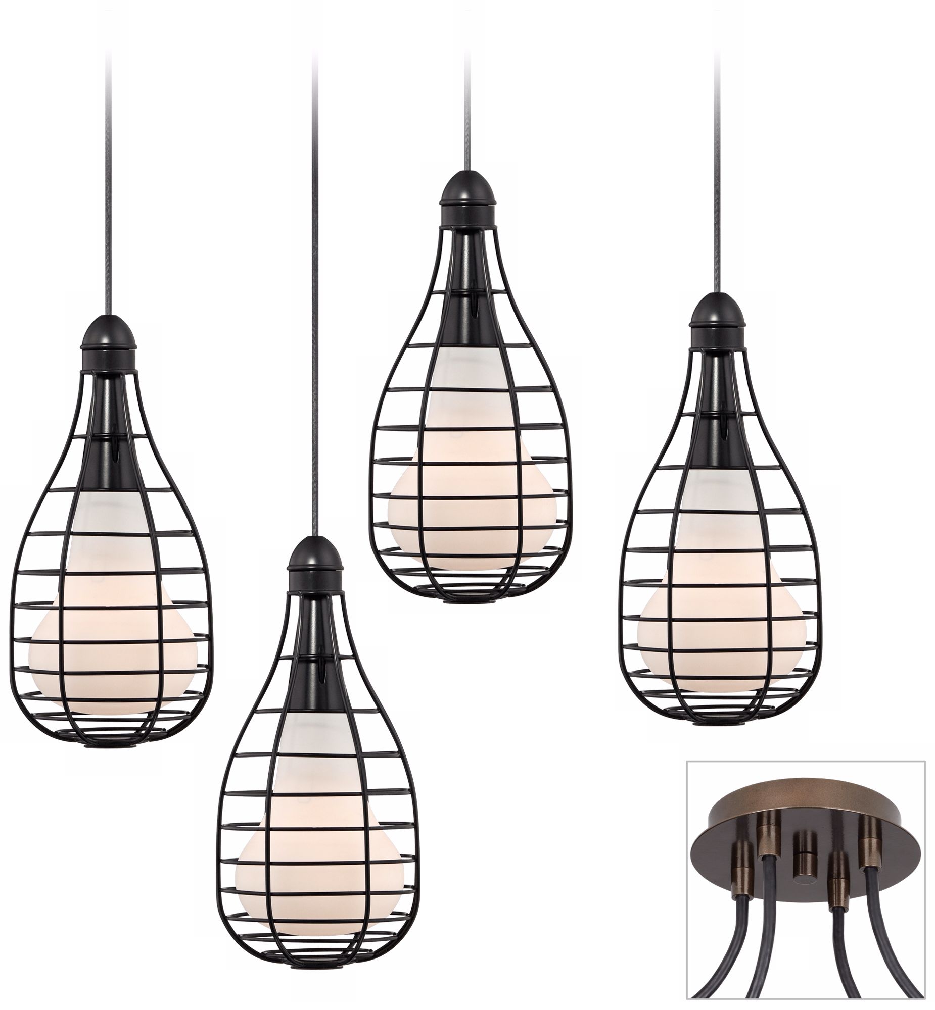 Tiger Bronze-Industrial Cage 4 Swag Chandelier