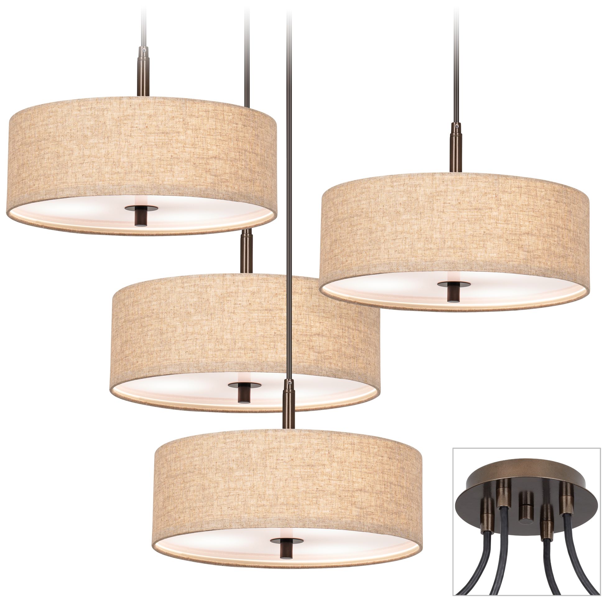 Cream Drum Tiger Bronze 4 Swag Chandelier