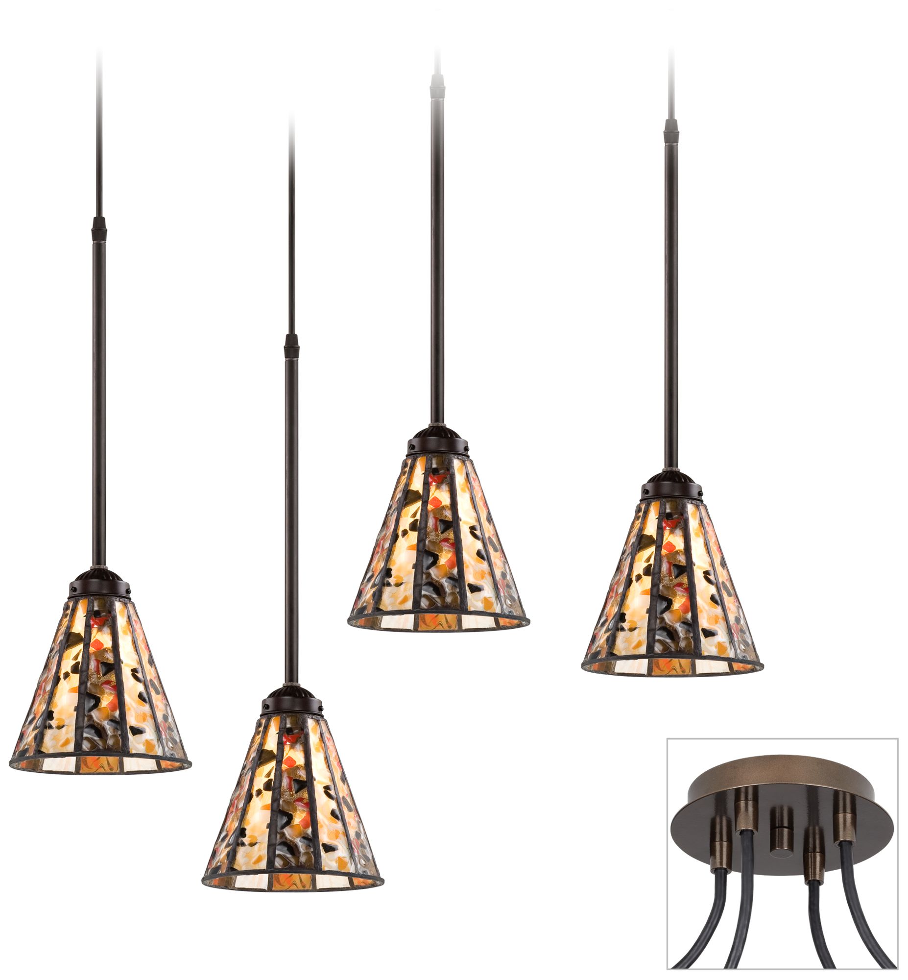 Tiffany Cone Tiger Bronze 4 Swag Chandelier