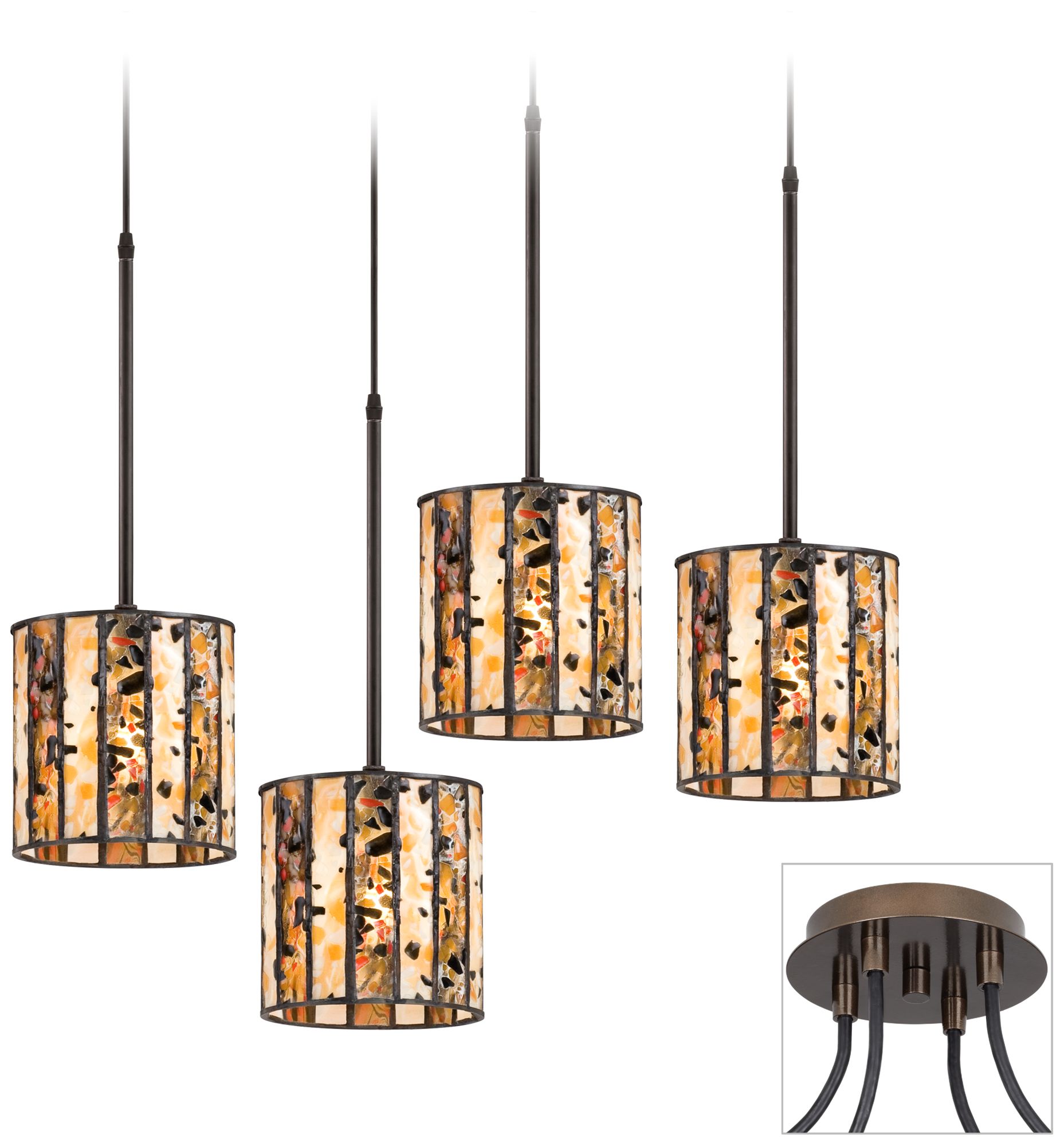 Tiffany Speckled Tiger Bronze 4 Swag Chandelier