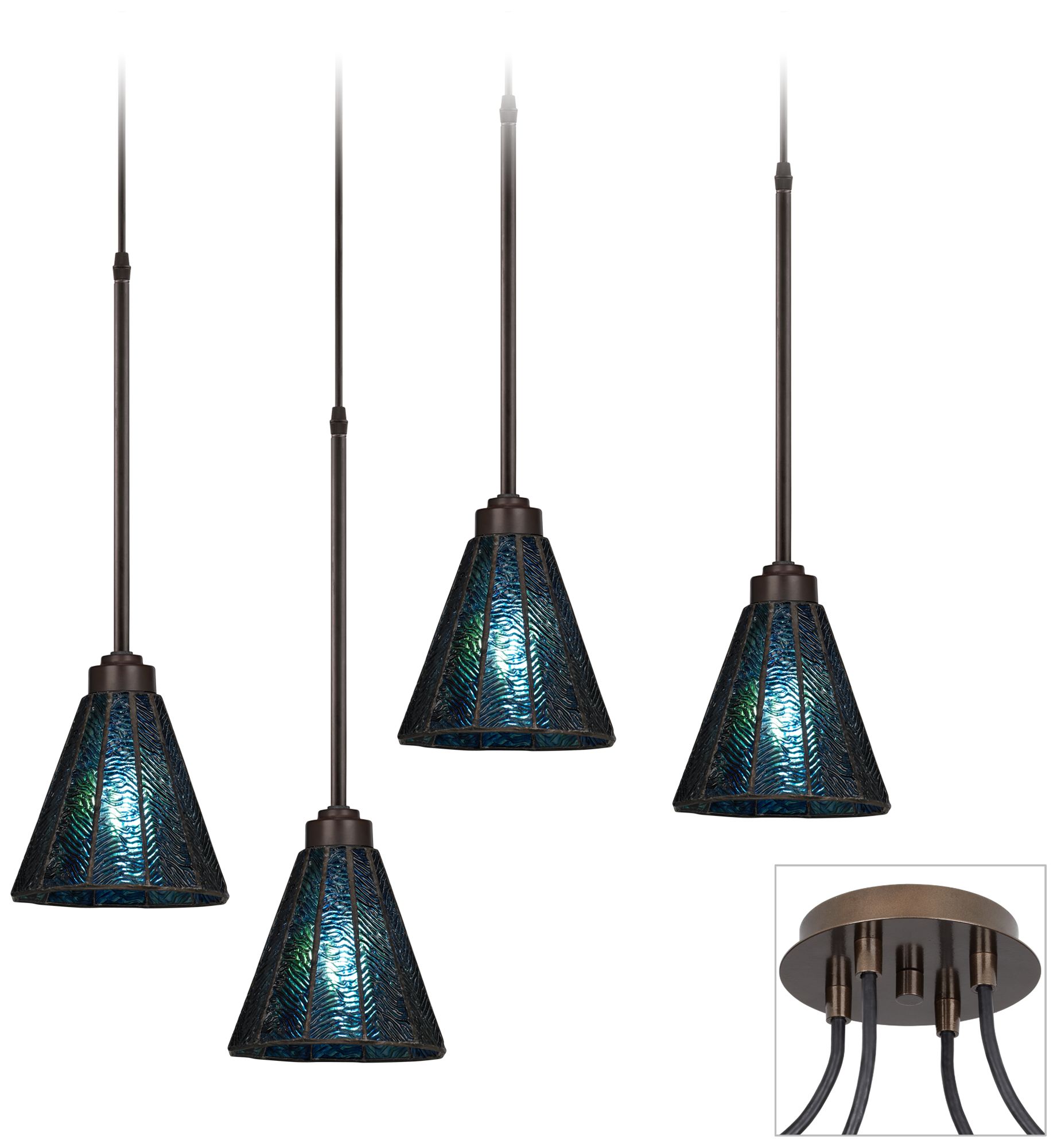 Agua Glass Tiger Bronze 4 Swag Chandelier