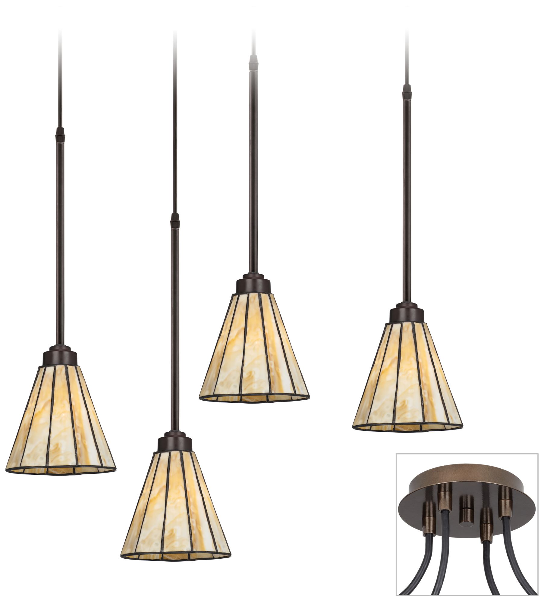 Honey Glass Tiger Bronze 4 Swag Chandelier