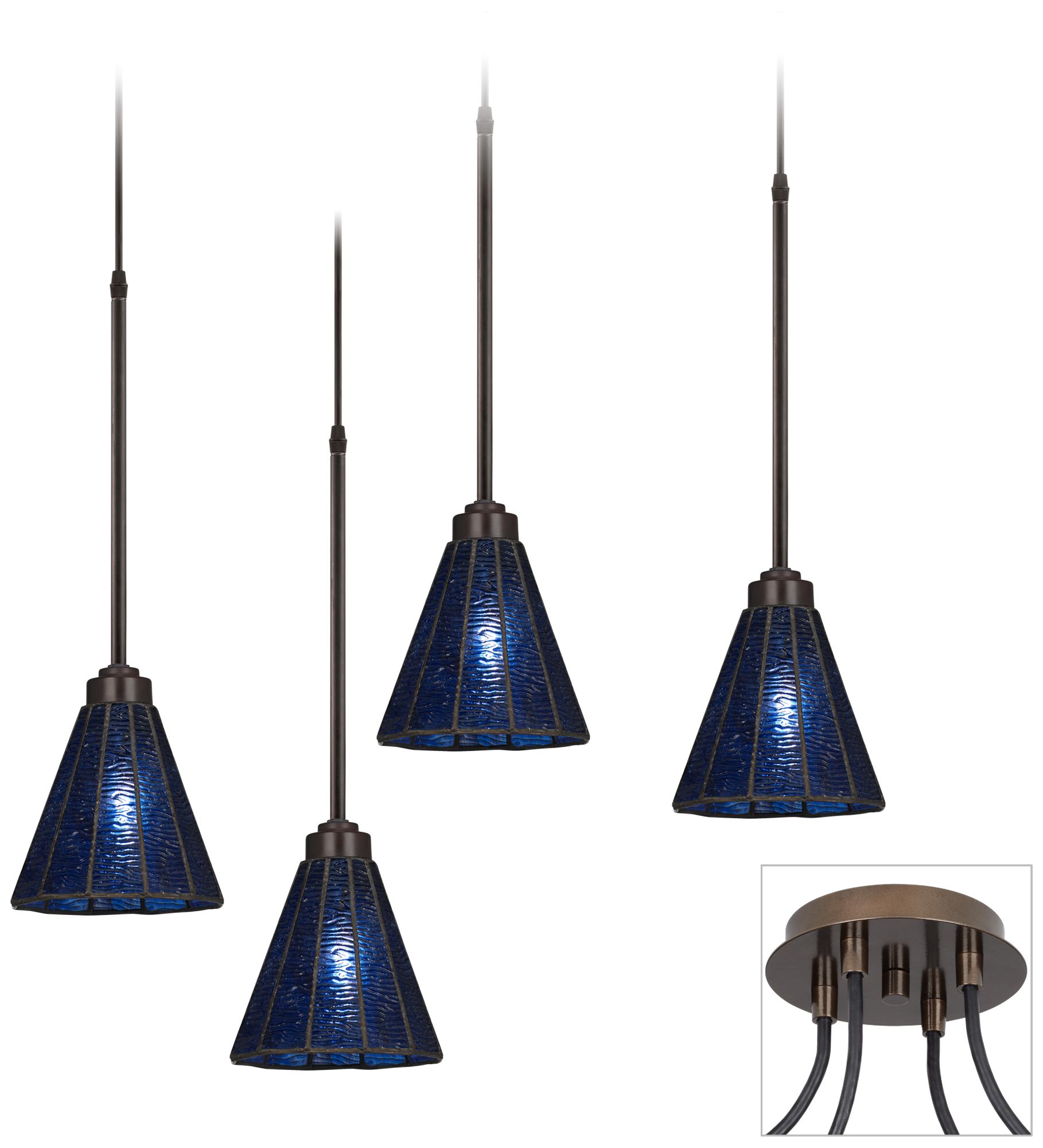 Wrinkled Glass Tiger Bronze 4 Swag Chandelier