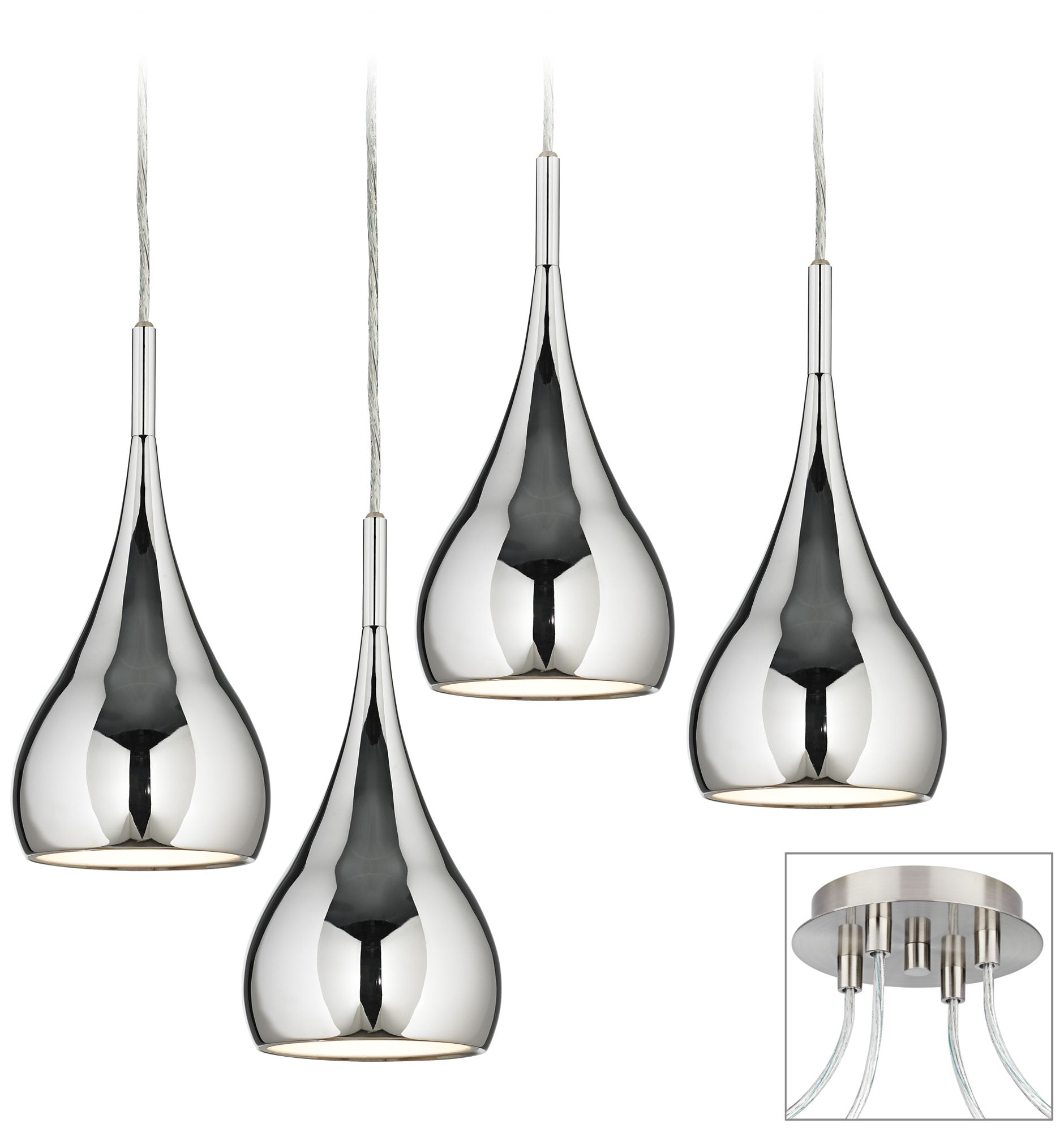 Raindrop Chrome Brushed Nickel 4 Swag Chandelier
