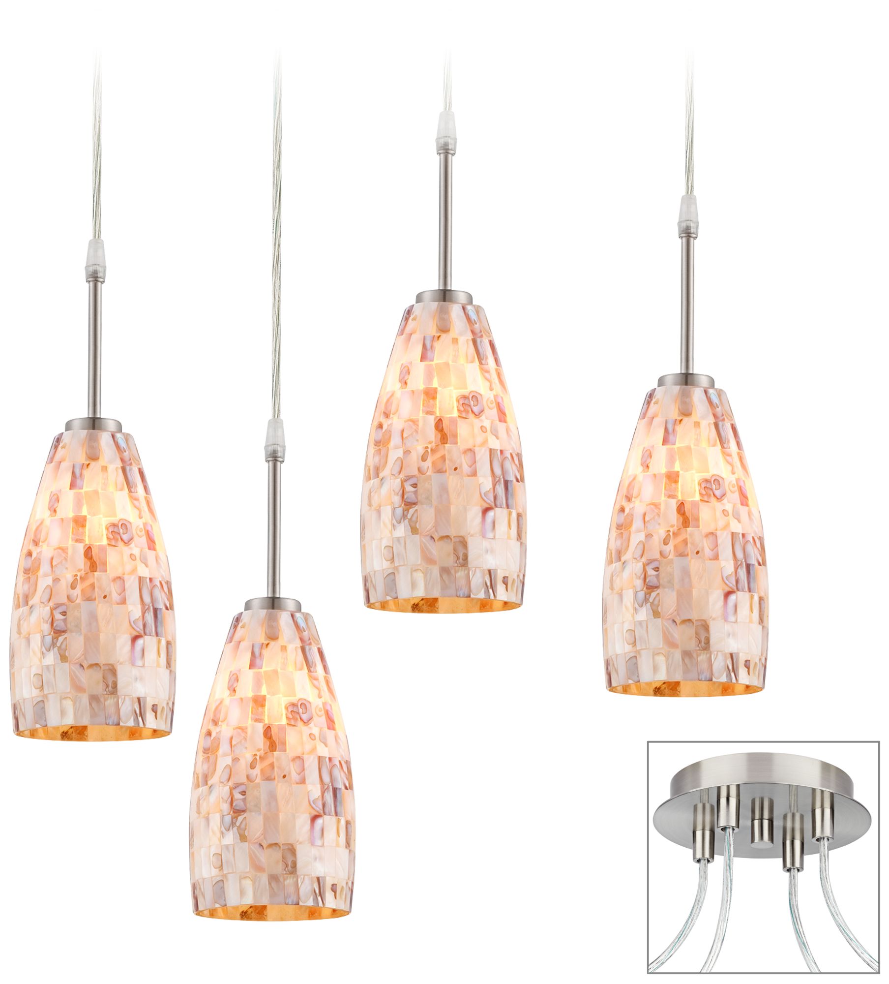 Mother of Pearl Brushed Nickel 4 Swag Chandelier
