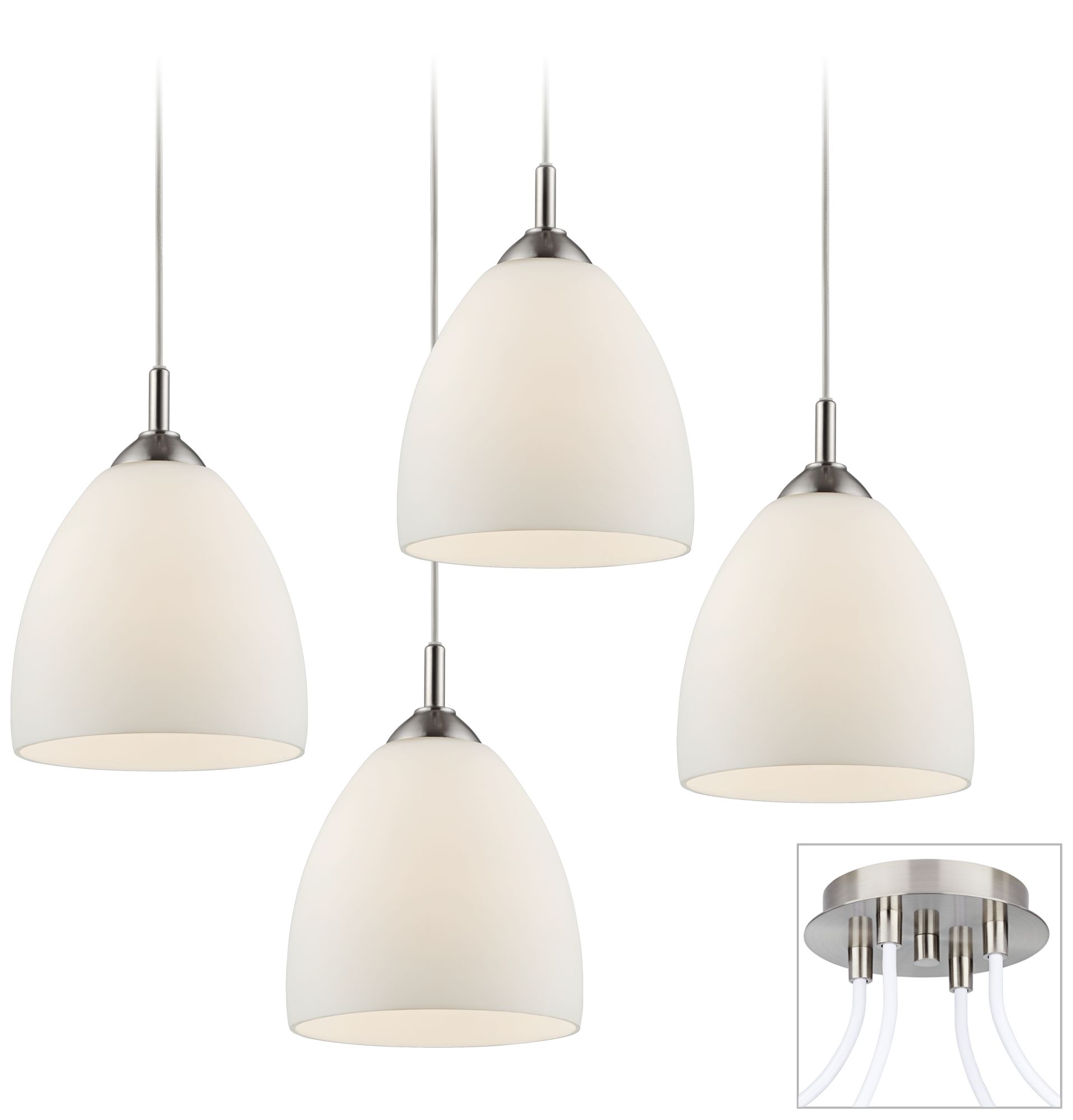 Opal Glass Brushed Nickel 4 Swag Chandelier