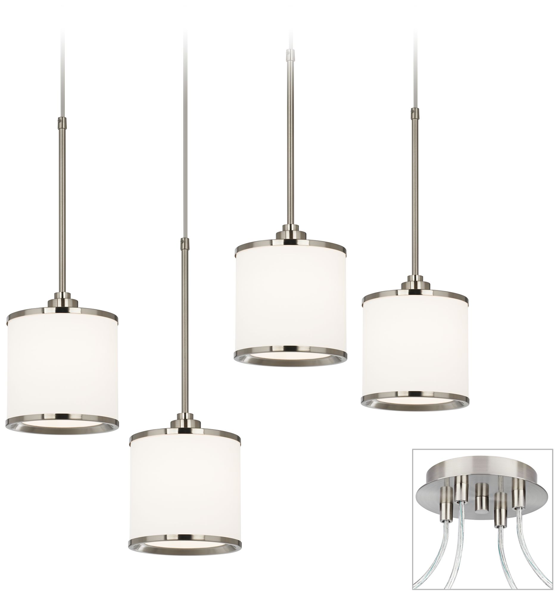 White Drum Brushed Nickel 4 Swag Chandelier