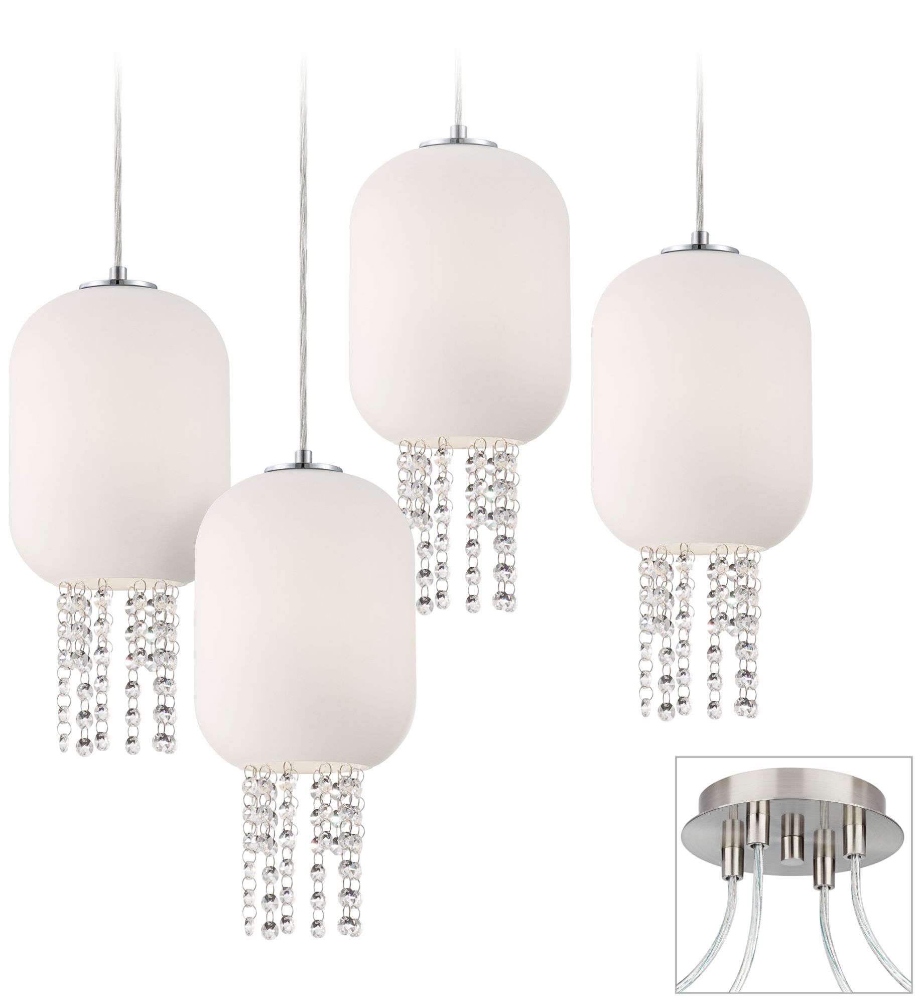 Opal and Crystal Brushed Nickel 4 Swag Chandelier