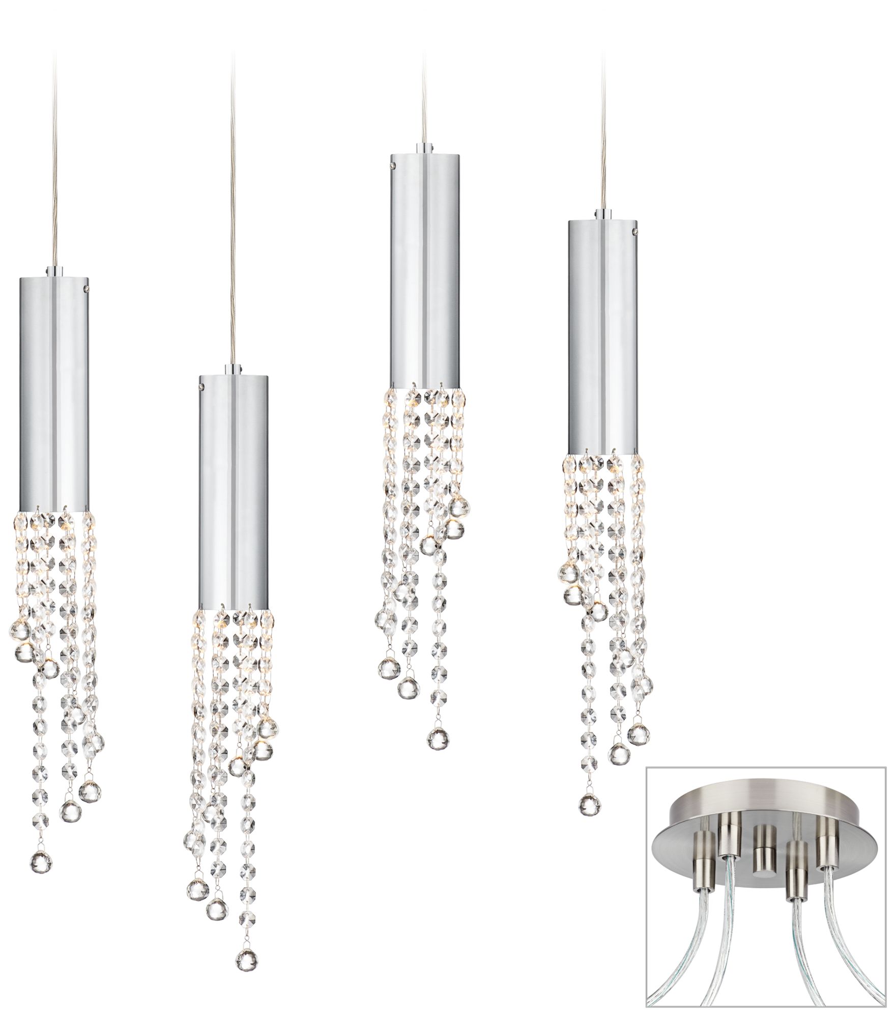 Rainfall Crystal Brushed Nickel 4 Swag Chandelier