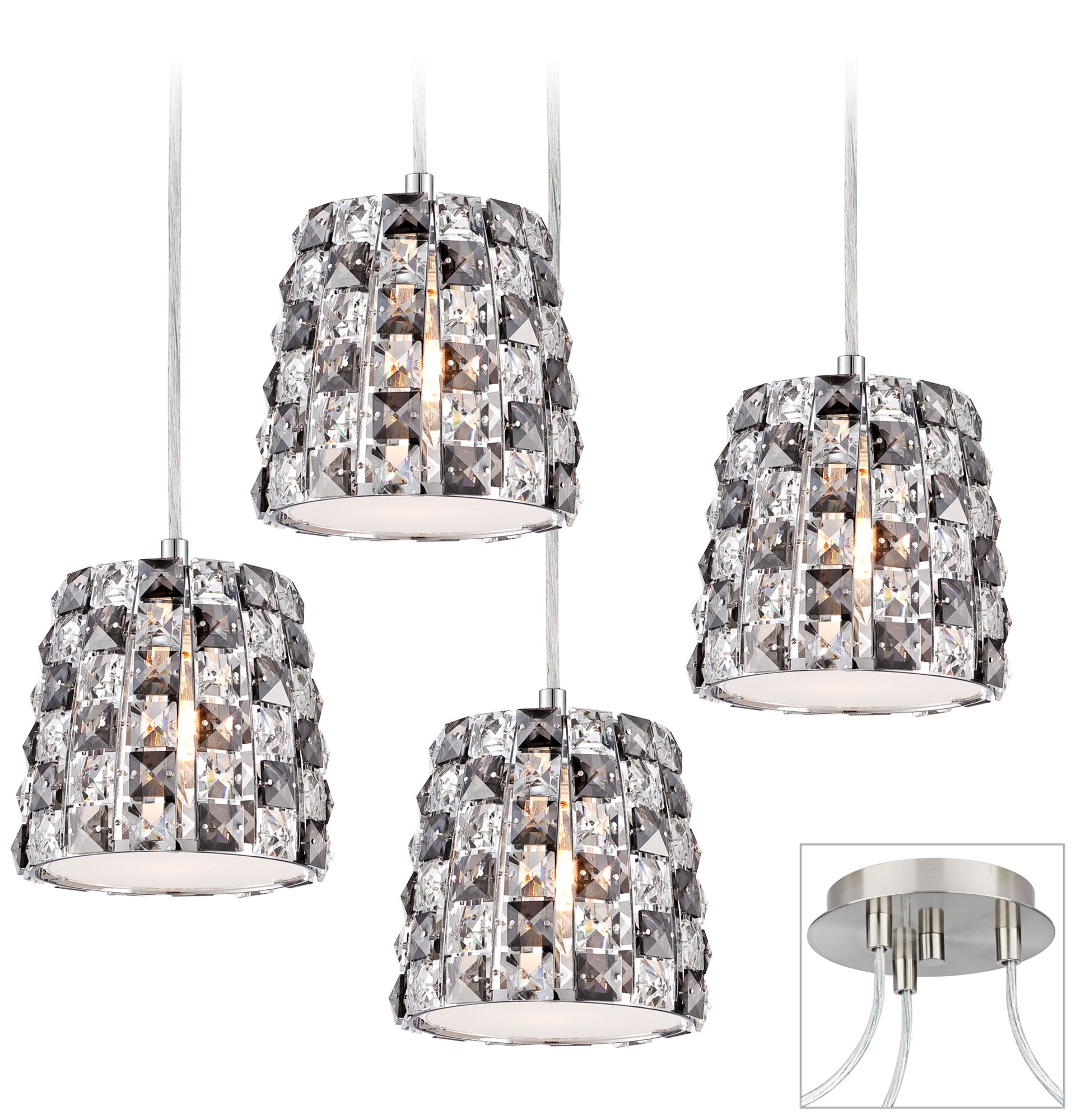Checkerboard Crystal Brushed Nickel 4 Swag Chandelier