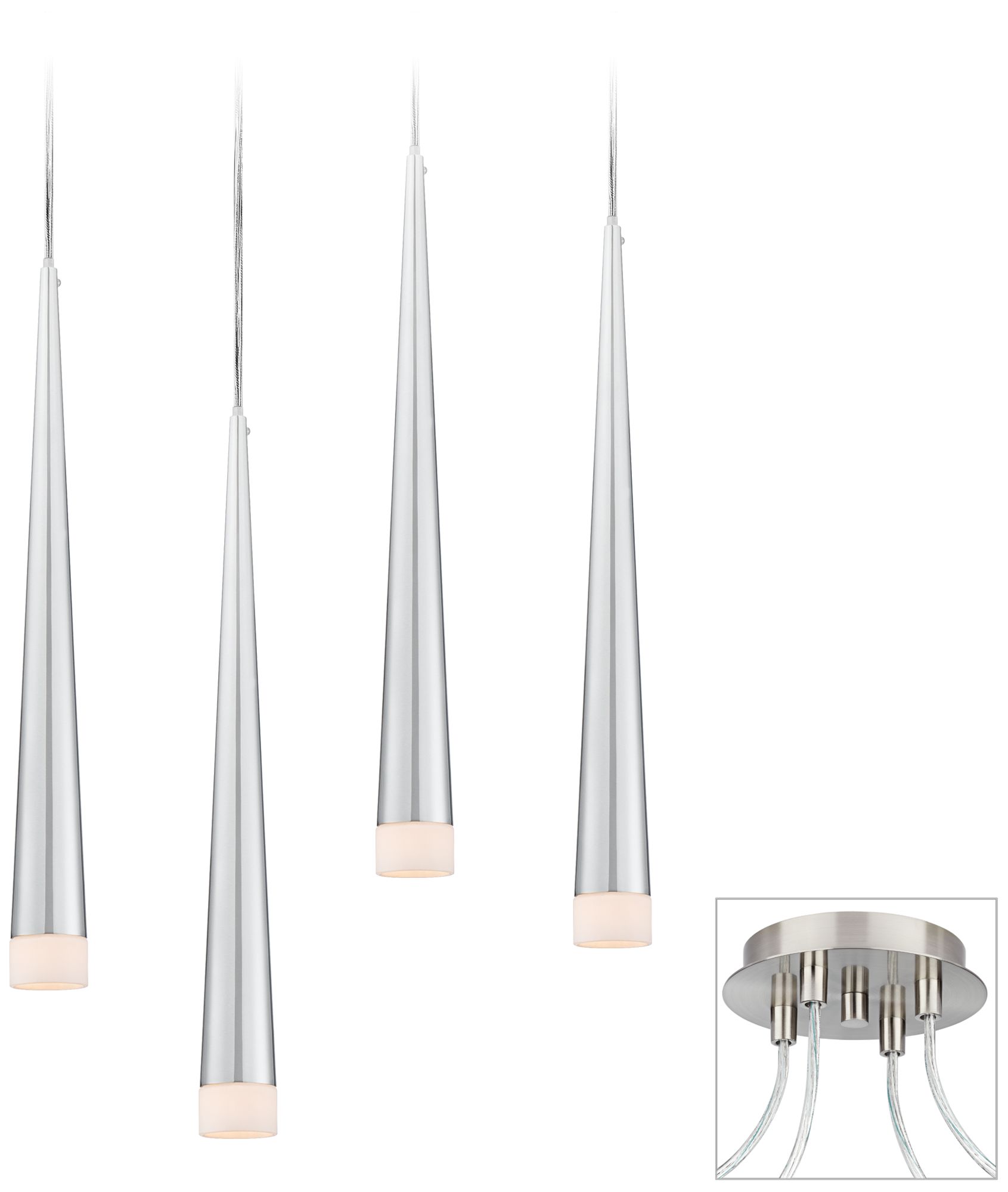 Slim Cone Brushed Nickel 4 Swag Chandelier