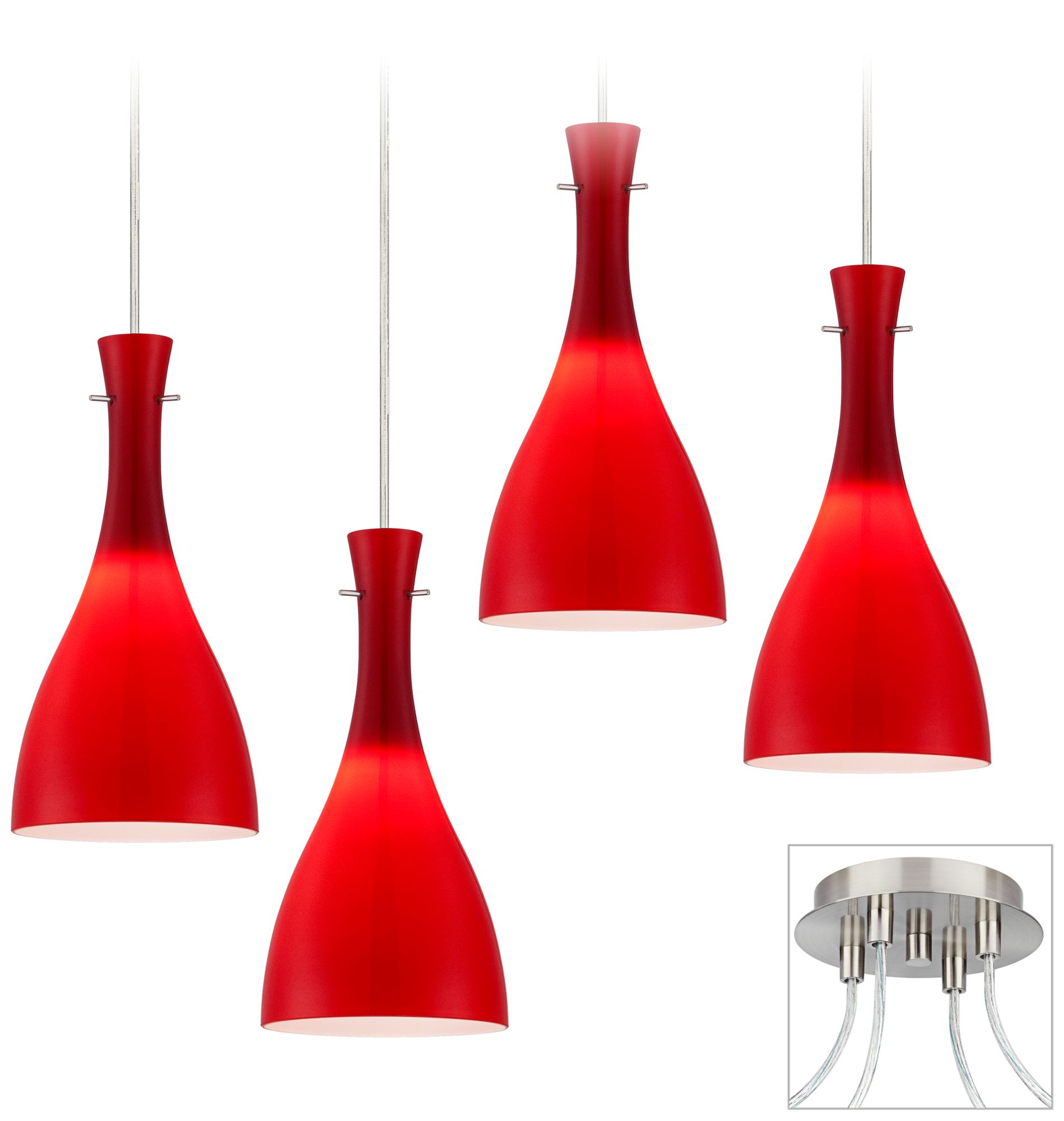 Vermelho Brushed Nickel  4 Swag LED Chandelier