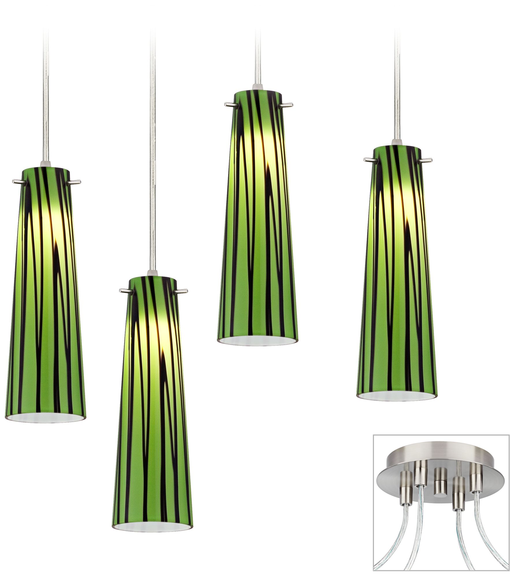 Foliage Brushed Nickel 4 Swag LED Chandelier