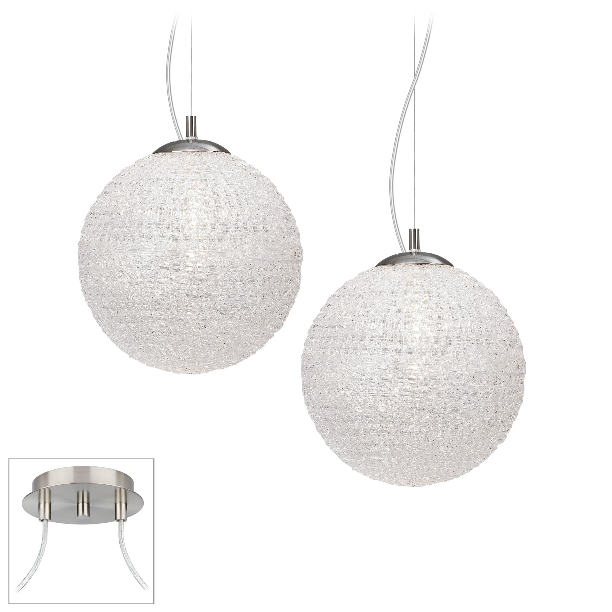 Sphere Acrylic Brushed Nickel Double Swag Chandelier