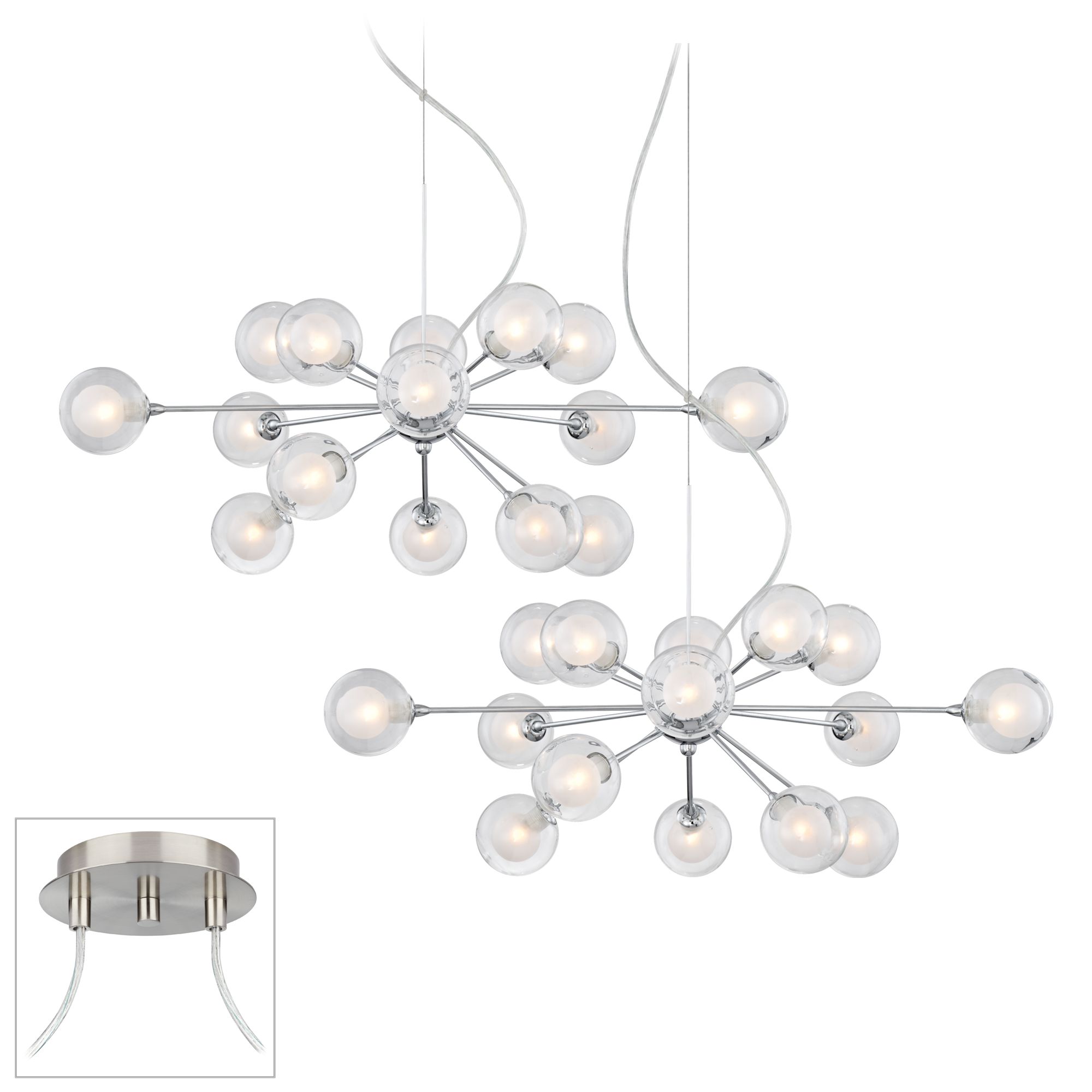 Glass Orbs Brushed Nickel Double Swag Chandelier