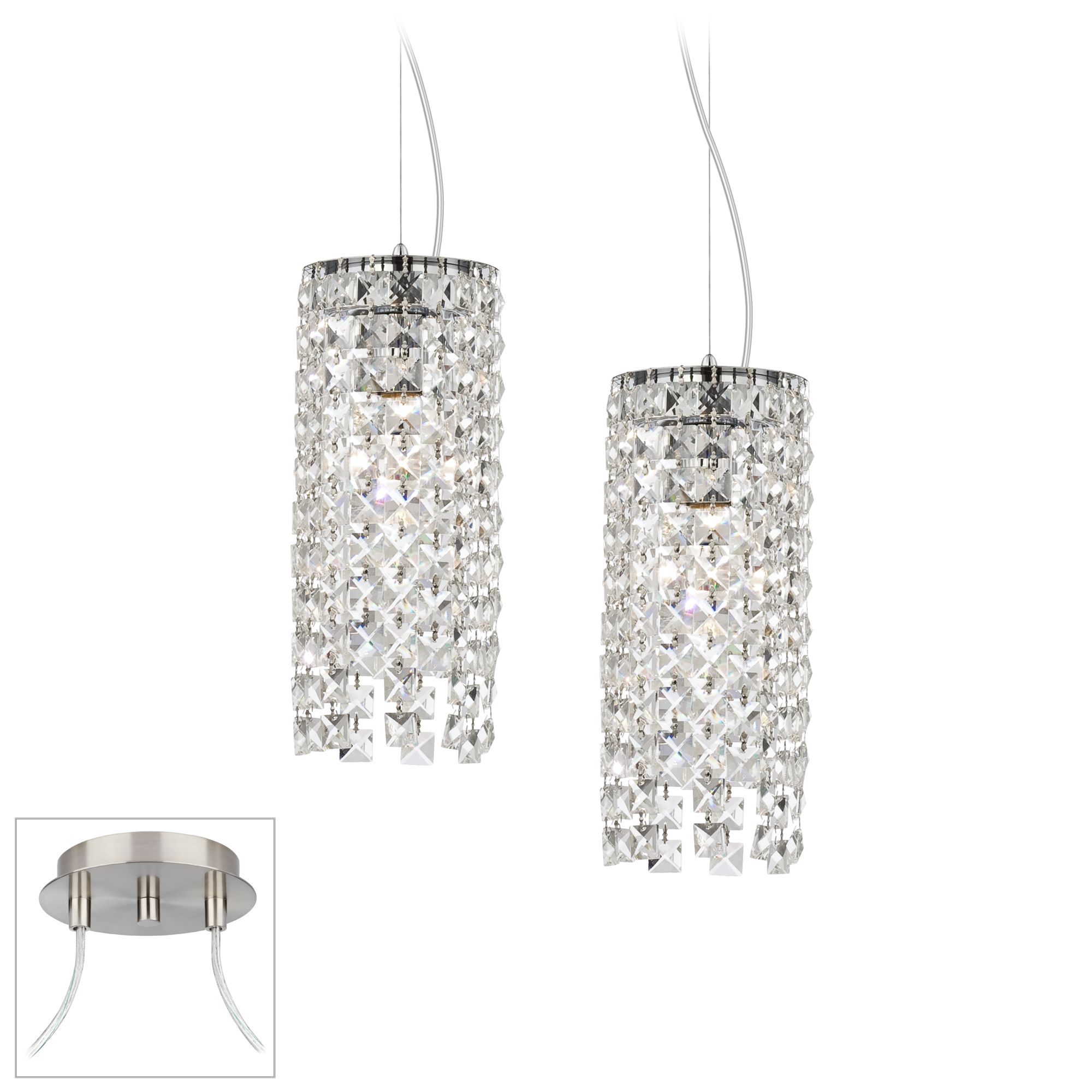 Crystal Cascade Brushed Nickel Double Swag Chandelier