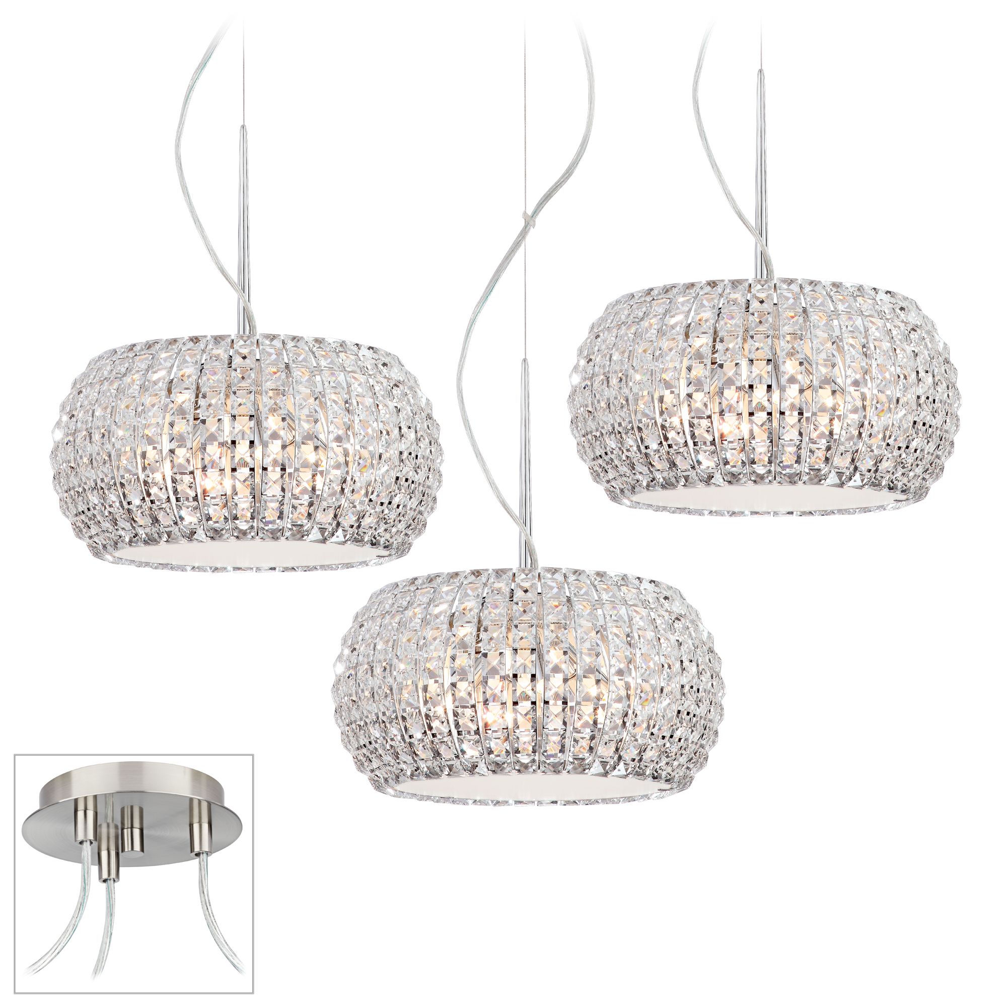 Contour Crystal Brushed Nickel Triple Swag Chandelier