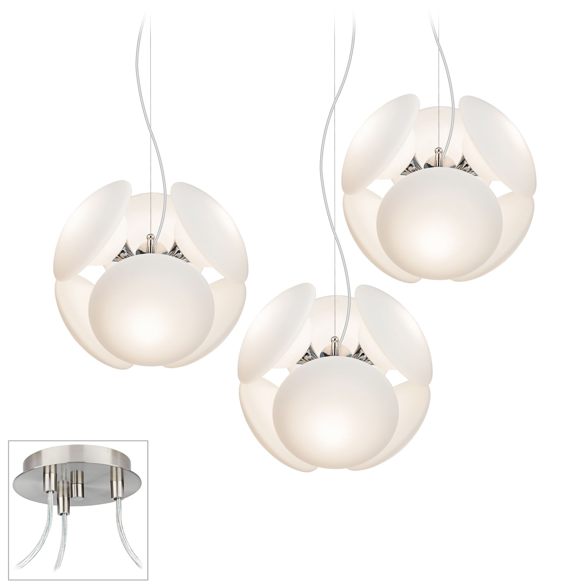 Mushrooms Brushed Nickel Triple Swag Chandelier