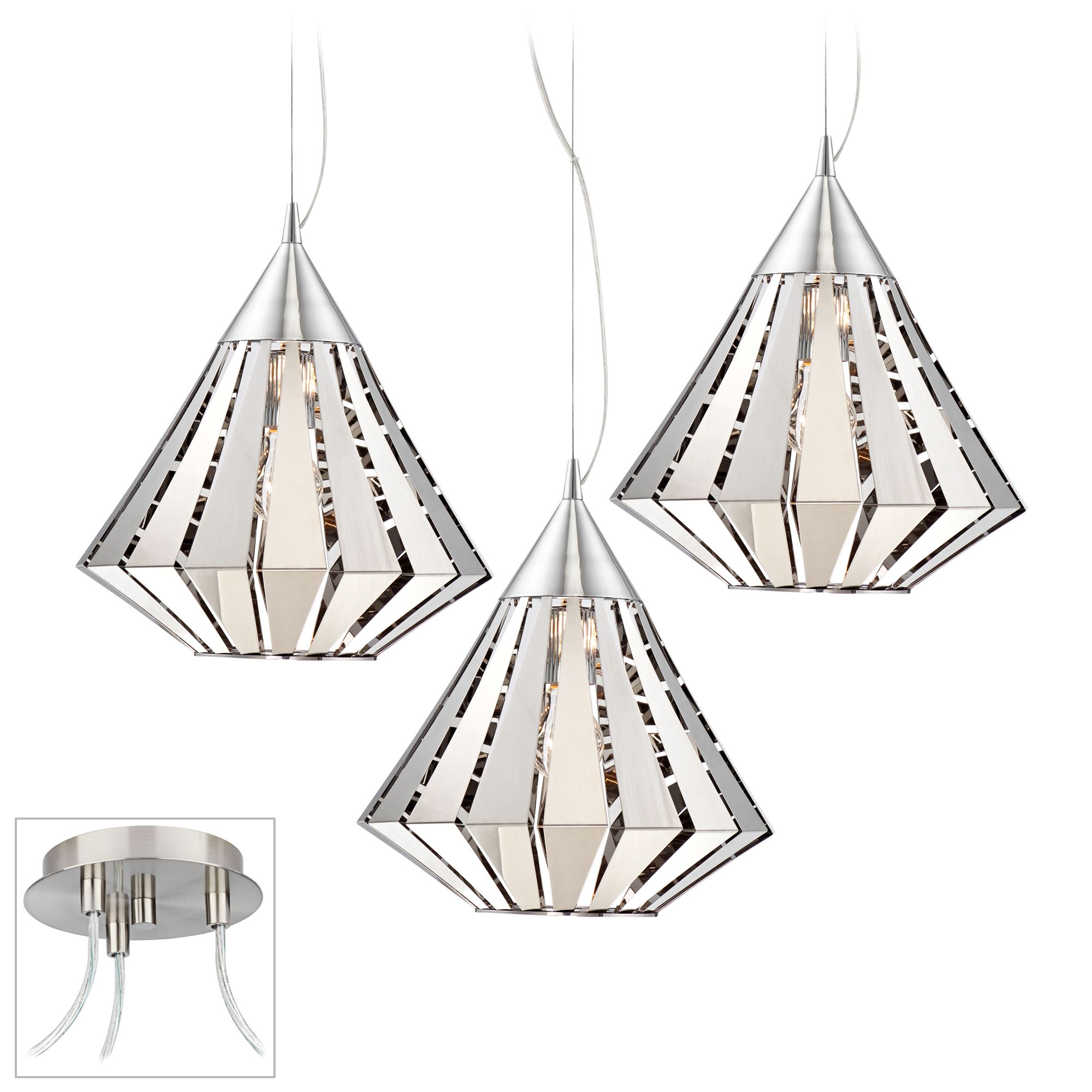 Diamond Brushed Nickel Triple Swag Chandelier