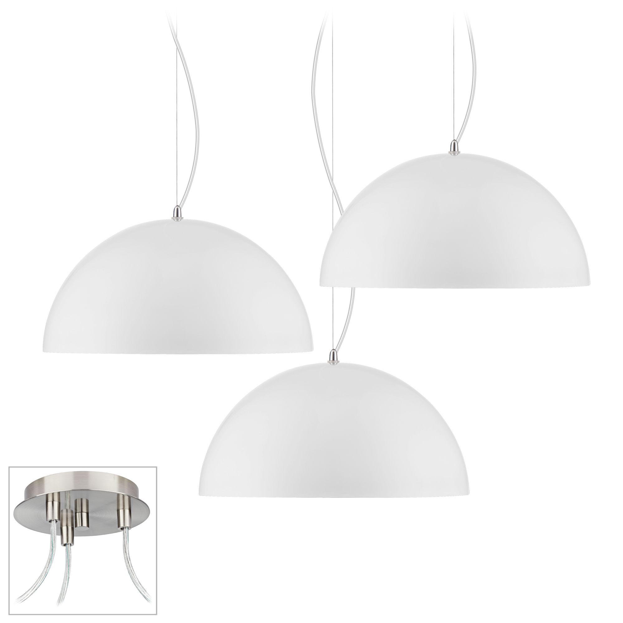 White Dome Brushed Nickel Triple Swag Chandelier