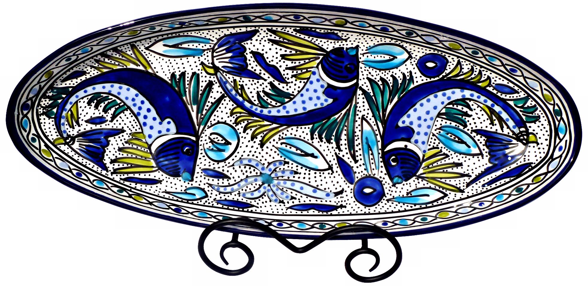 Le Souk Ceramique Aqua Fish Extra Large Oval Platter
