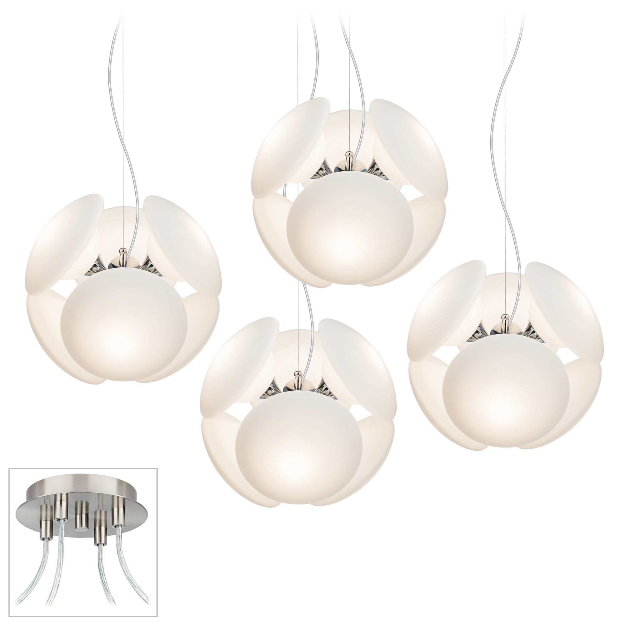 Mushrooms Brushed Nickel 4 Swag Chandelier