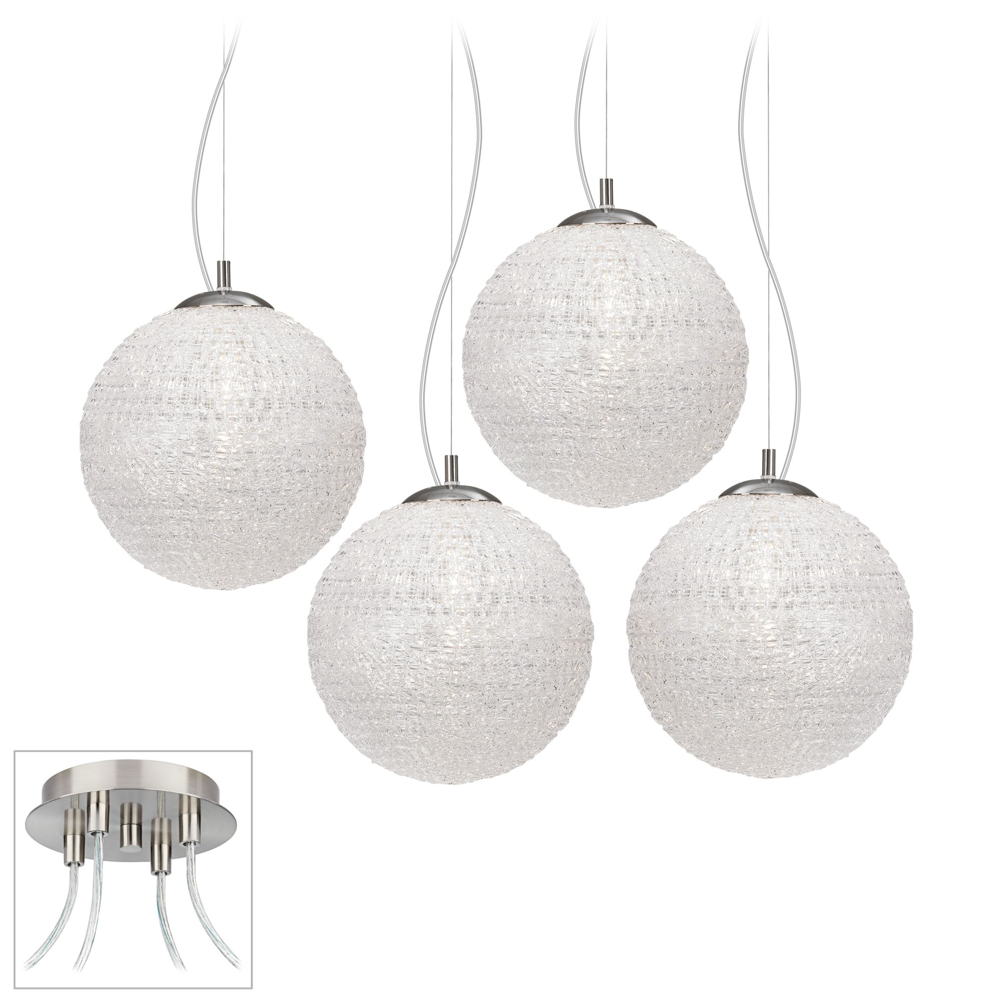Sphere Acrylic Brushed Nickel 4 Swag Chandelier