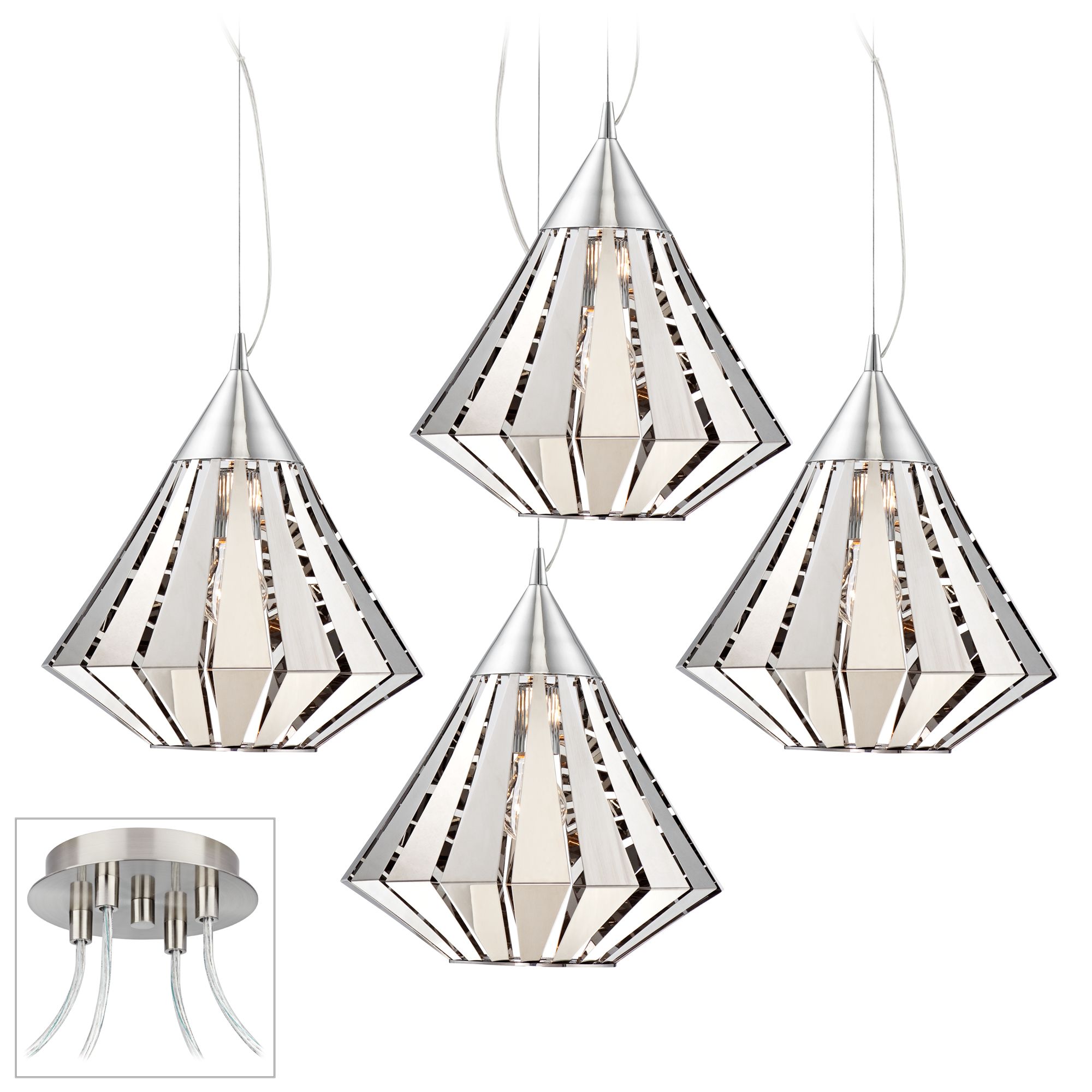 Diamond Brushed Nickel 4 Swag Chandelier