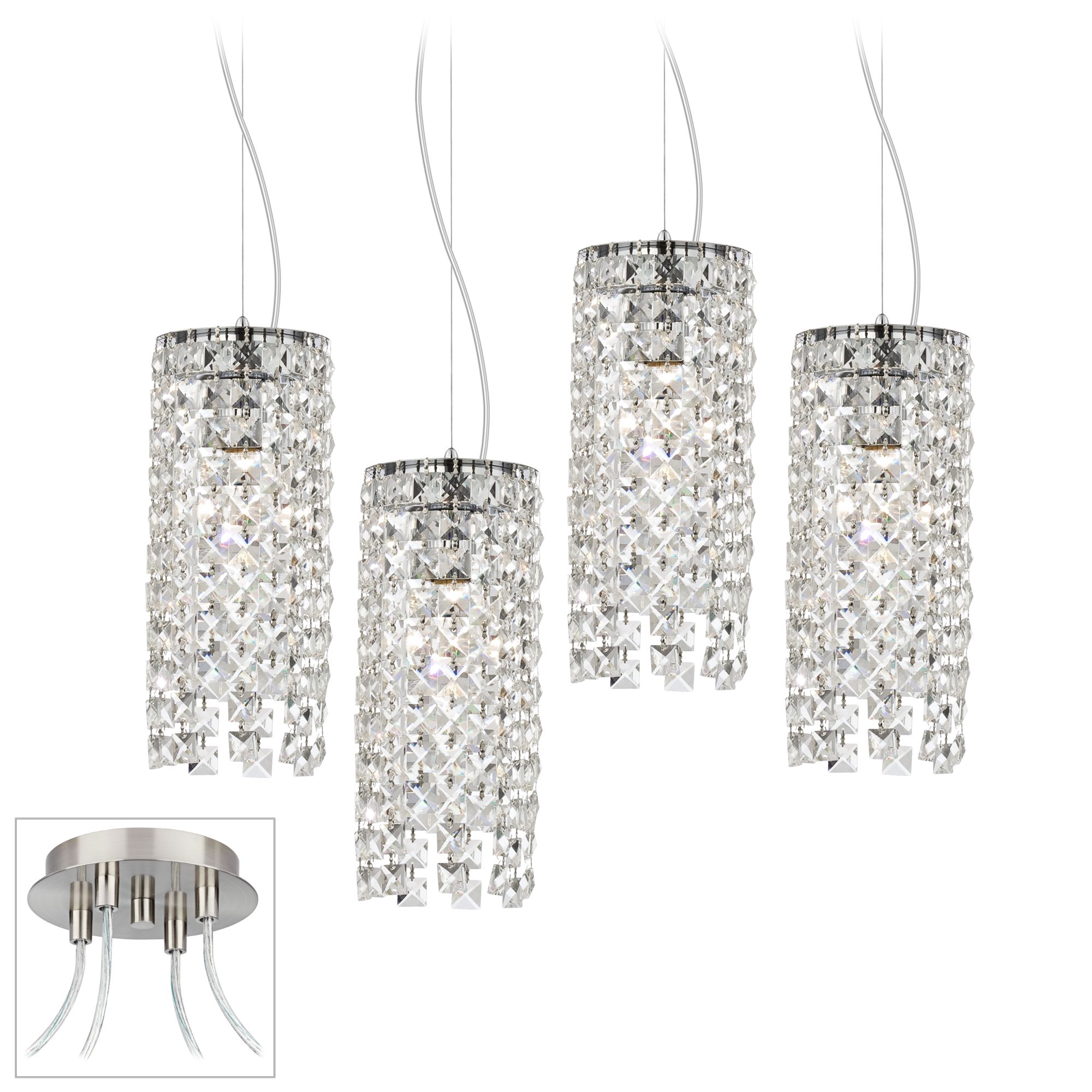Crystal Cascade Brushed Nickel 4 Swag Chandelier