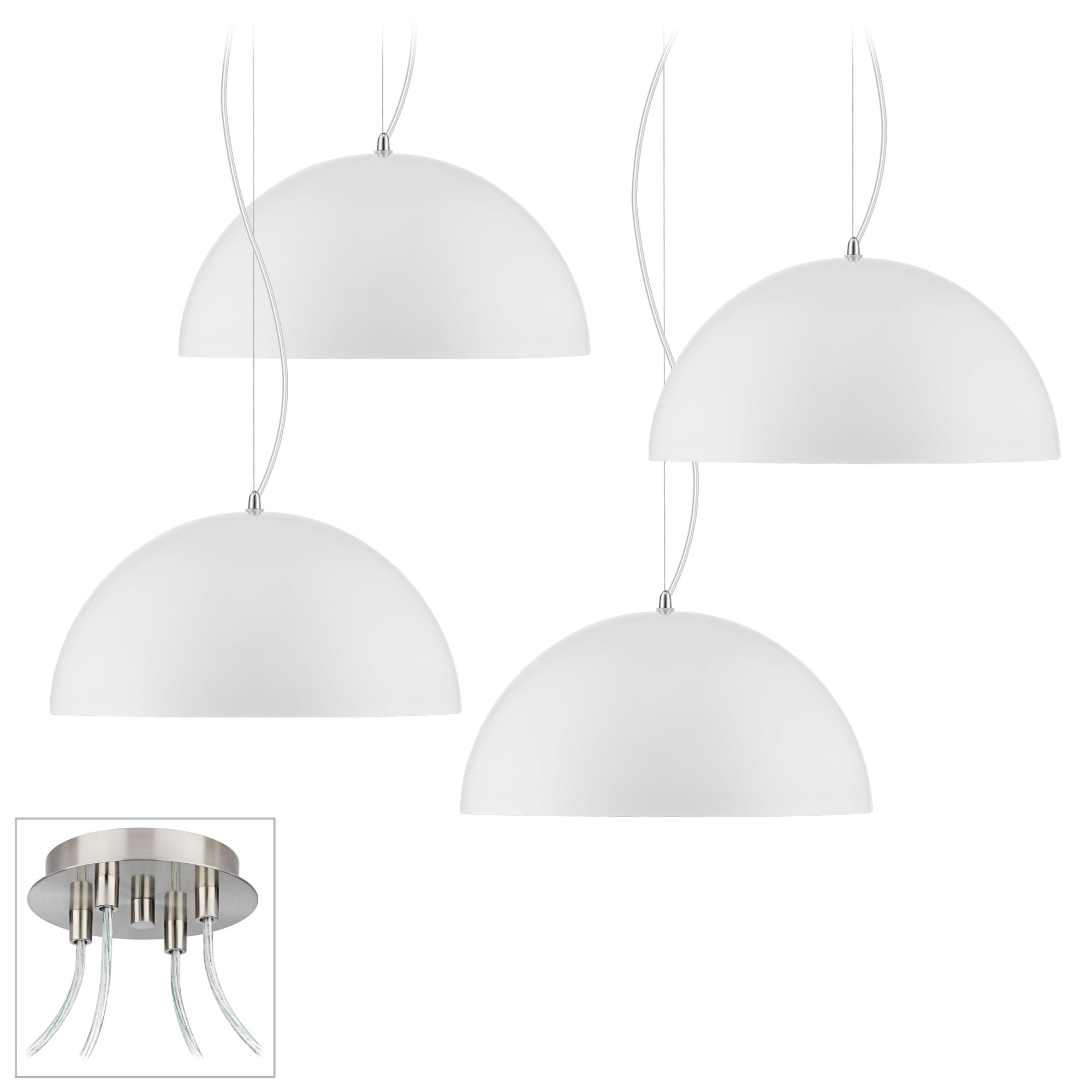 White Dome Brushed Nickel 4 Swag Chandelier