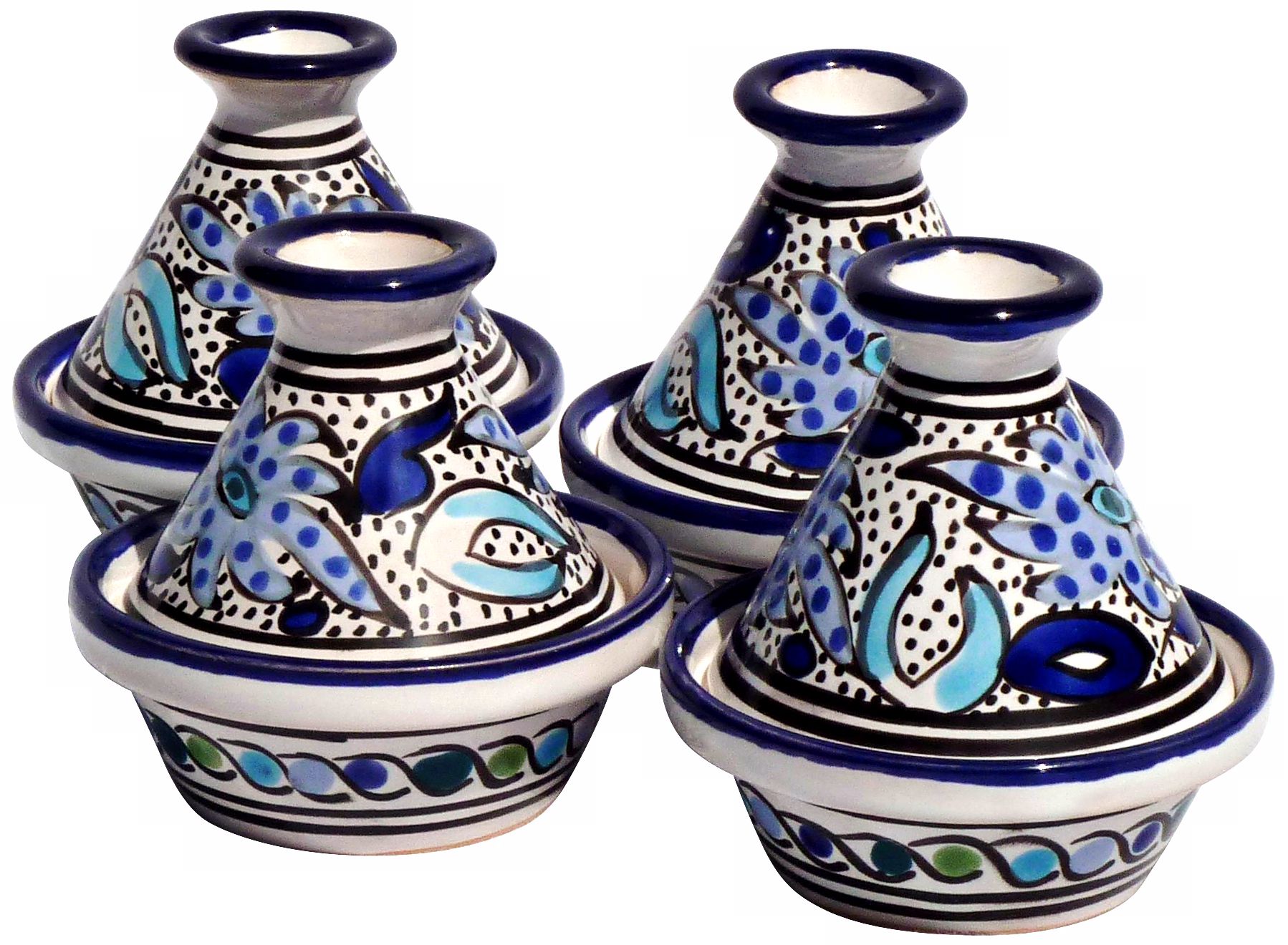 Le Souk Ceramique Aqua Fish Design Set of 4 Mini Tagines