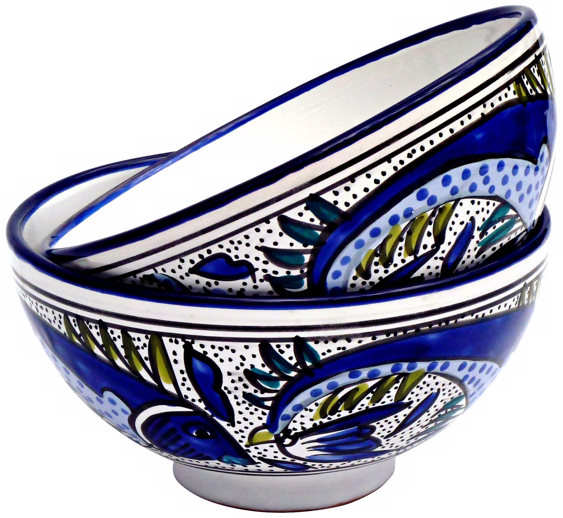 Le Souk Aqua Fish Set of 2 Medium Deep Serve Bowls