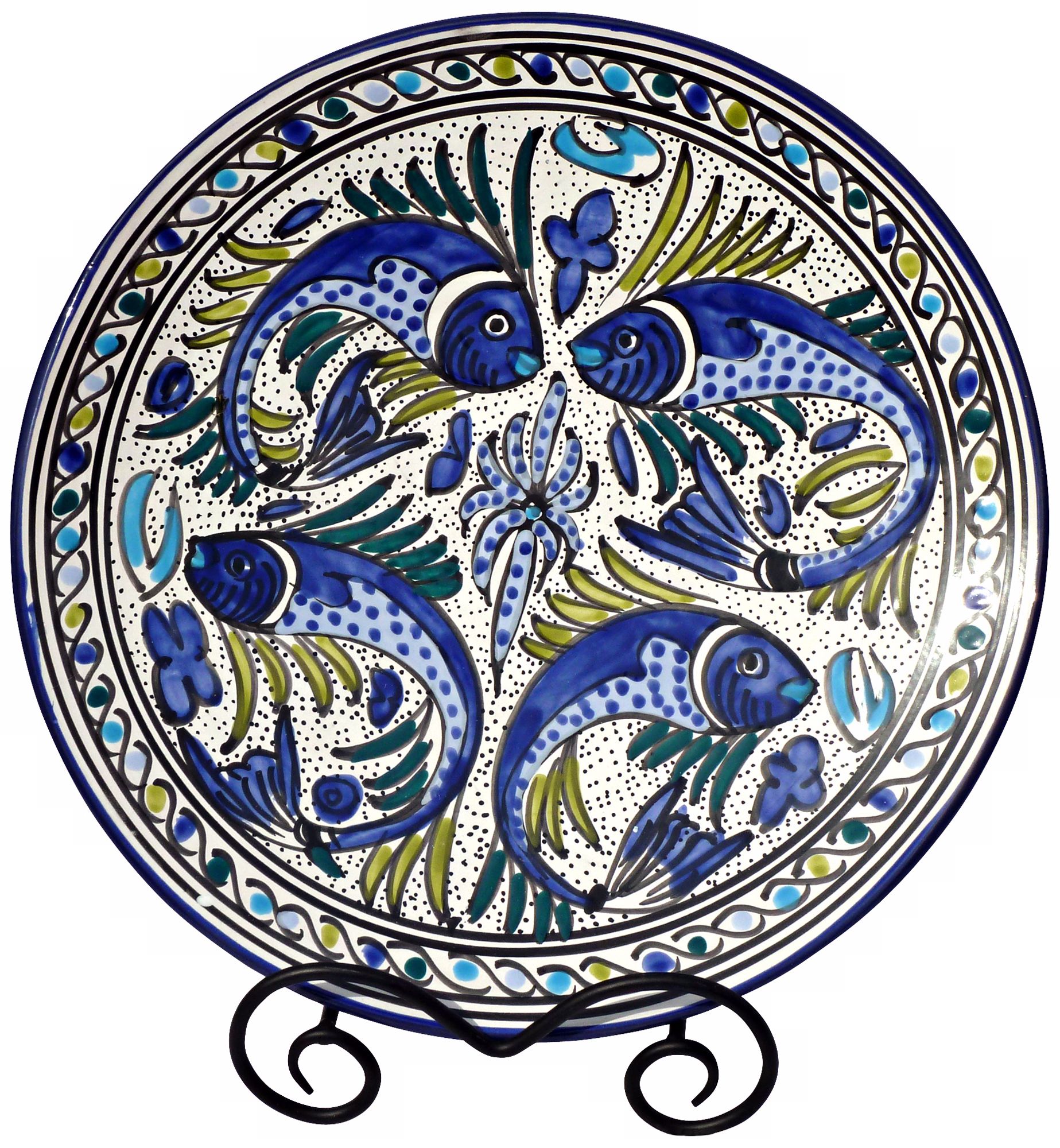 Le Souk Ceramique Aqua Fish Design Round Platter