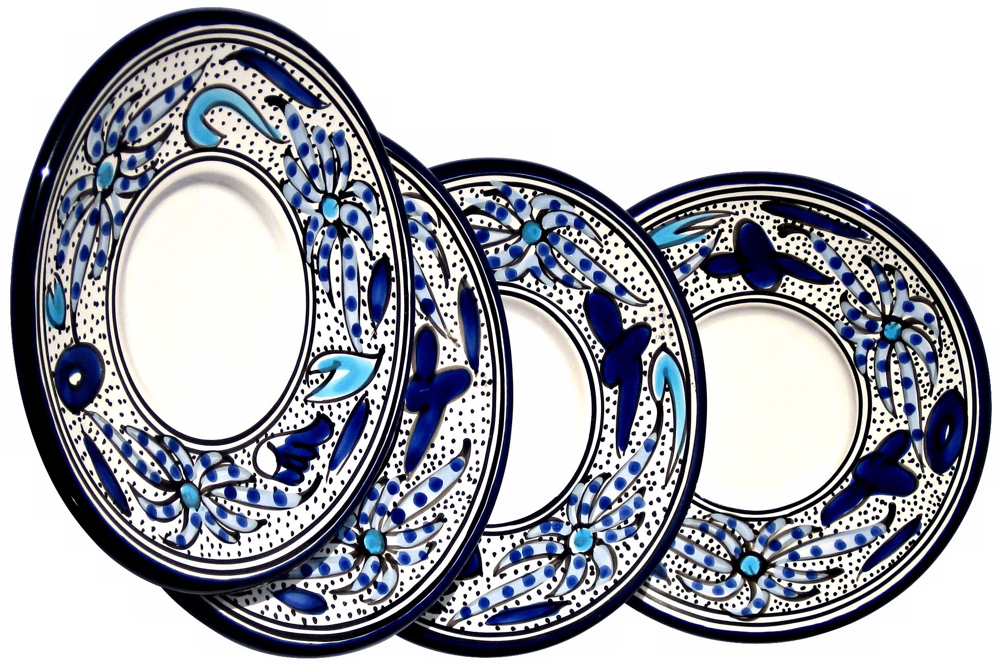 Le Souk Ceramique Aqua Fish Design Set of 4 Saucers