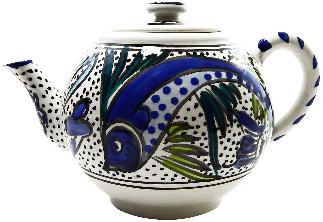 Le Souk Ceramique Aqua Fish Design Teapot