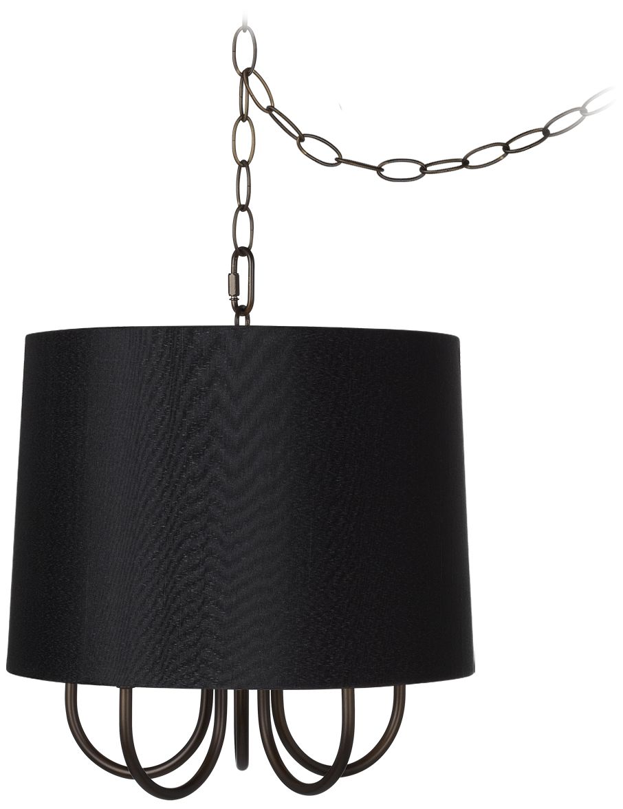 Wynwood 14" Wide Mini Swag Chandelier with Black Shade