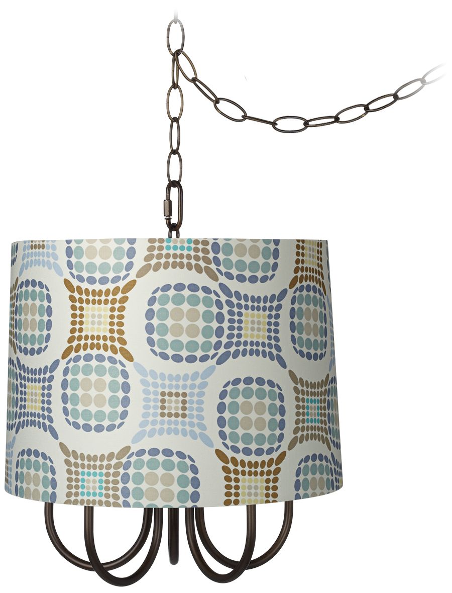 Wynwood 14" Wide Mini Swag Chandelier with Dot Shade