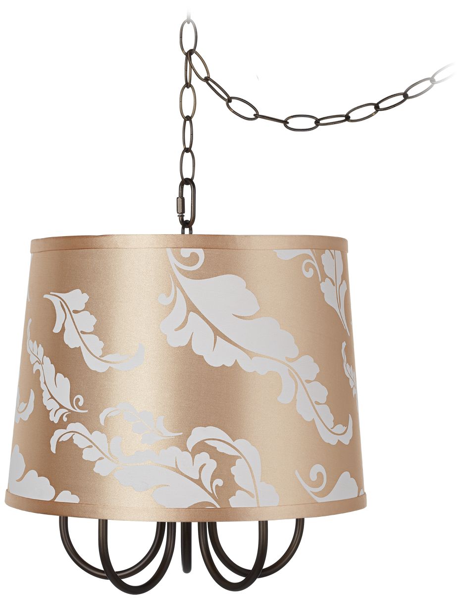 Wynwood 15" Wide Swag Chandelier with Beige Leaf Shade