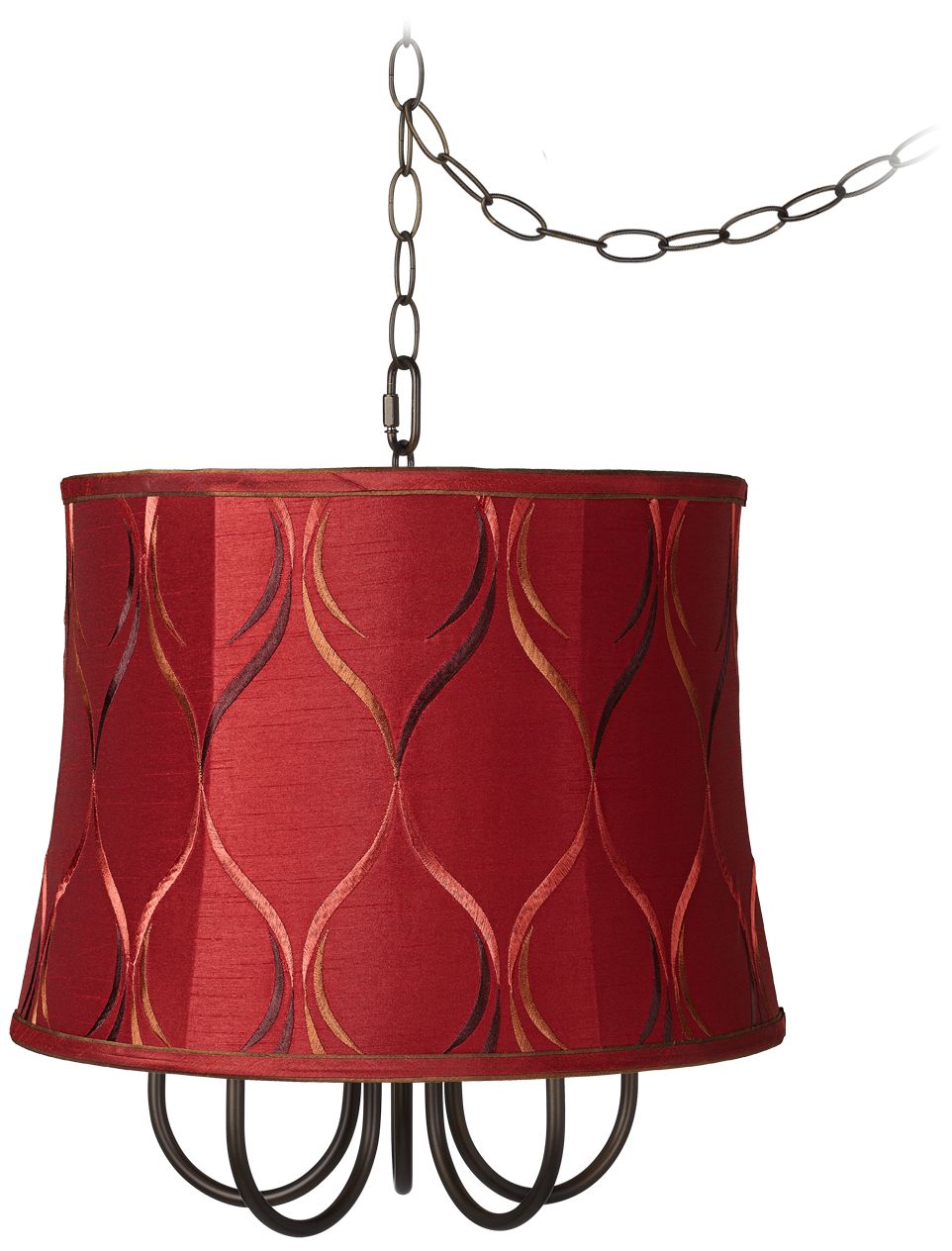 Wynwood 16" Wide Mini Swag Chandelier with Merlot Shade