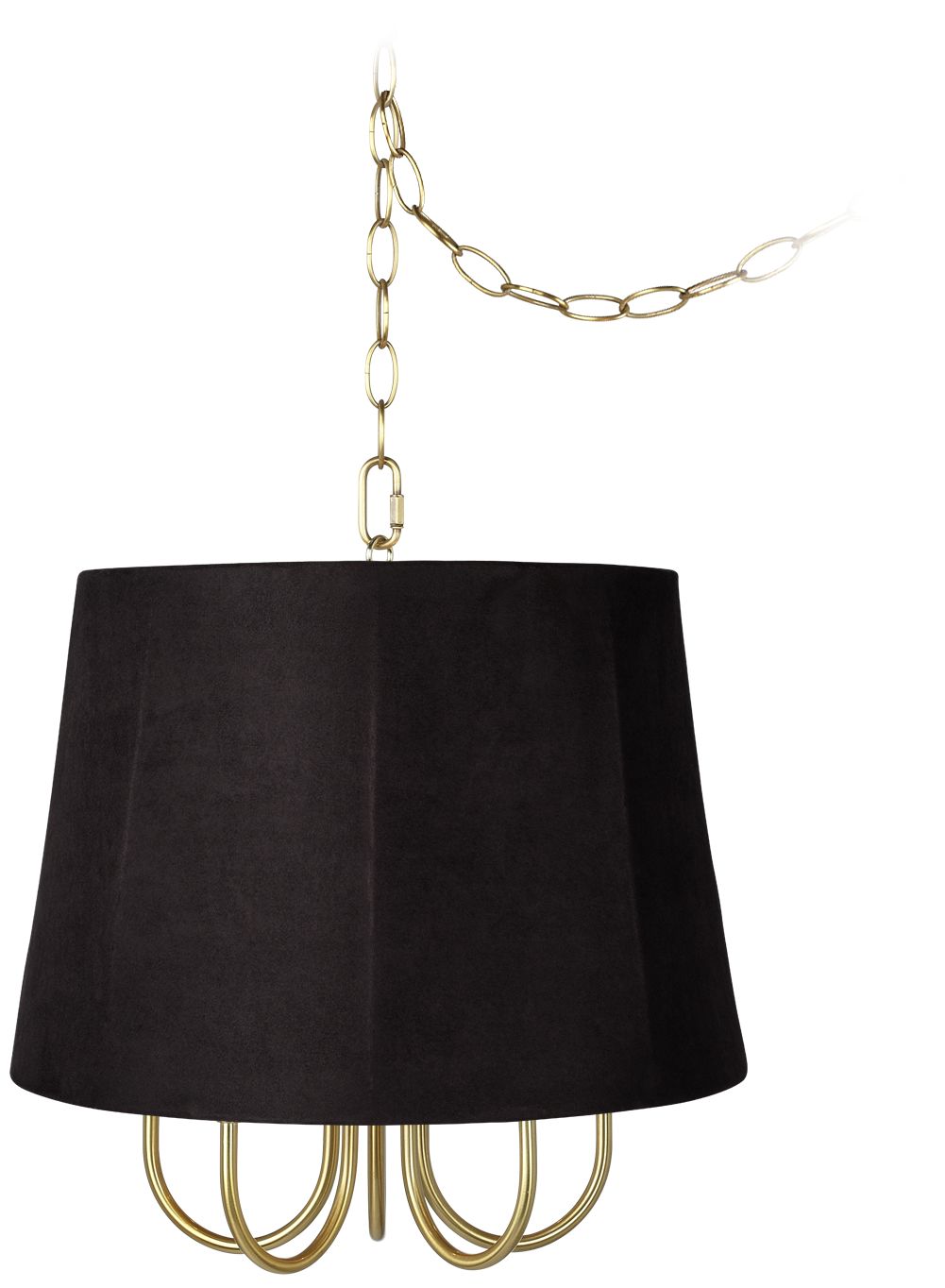 Wynwood Gold 16" Wide Black Shade Mini Swag Chandelier