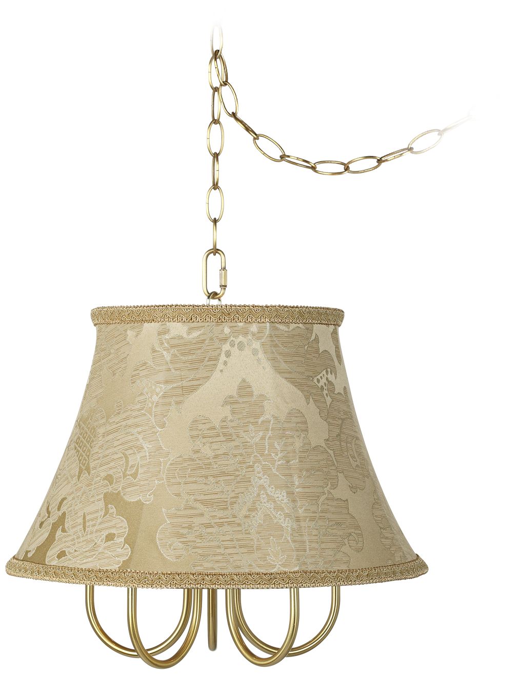 Wynwood Gold 17" Wide Ivory Brocade Mini Swag Chandelier