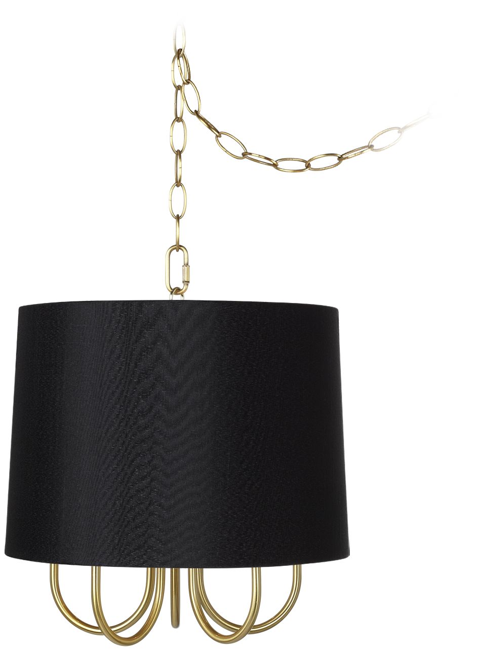Wynwood Gold 17" Wide Black Drum Mini Swag Chandelier