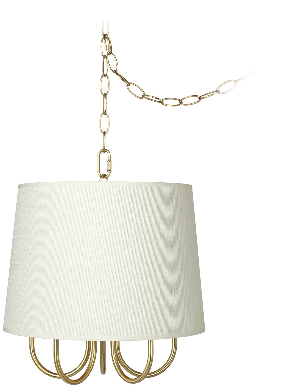 Wynwood Gold 14" Wide Paper Weave Mini Swag Chandelier