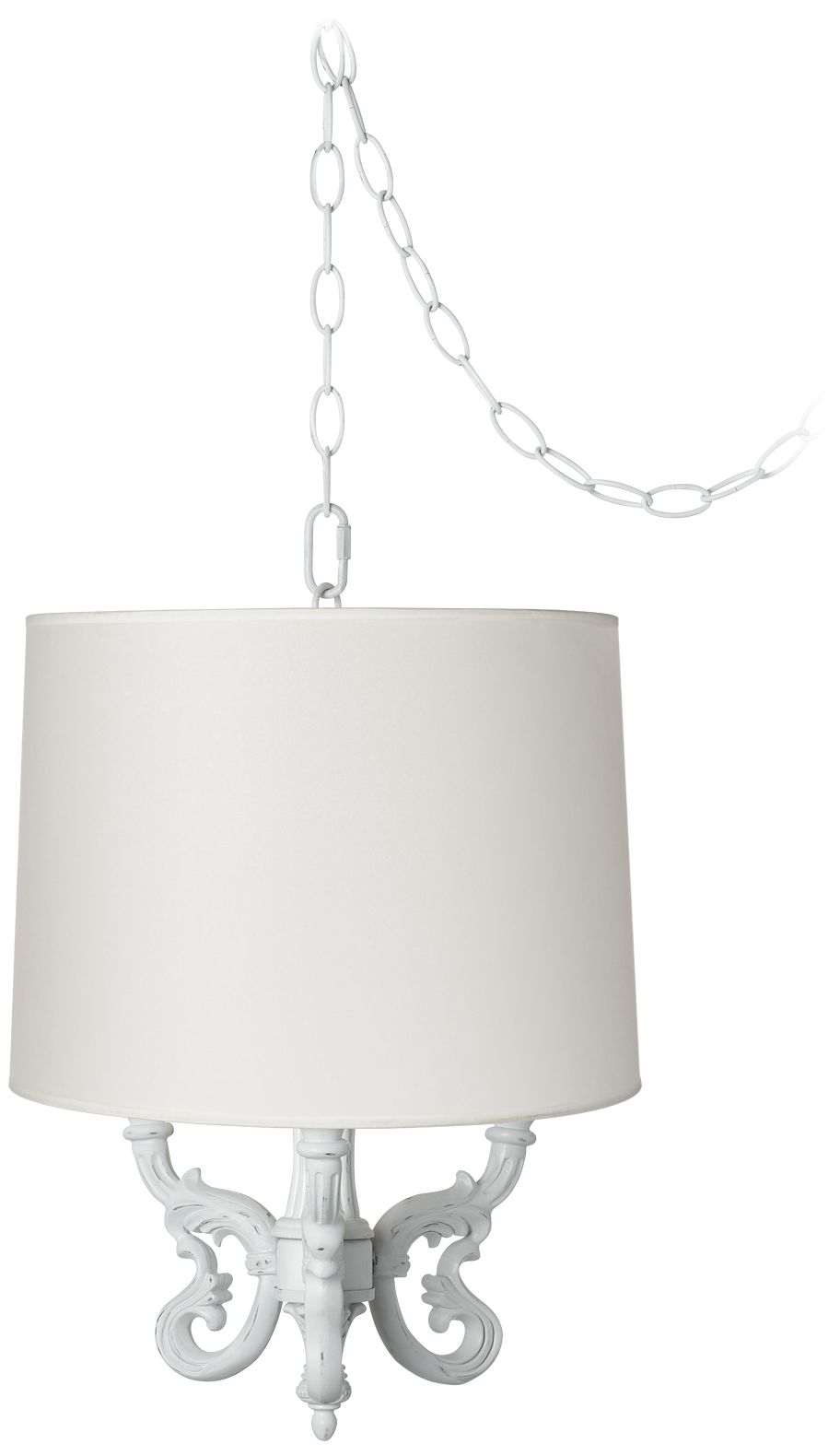 Roco White Shade 14" Wide Mini Swag Chandelier