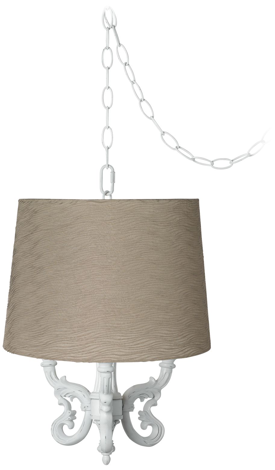 Roco Taupe Wave Pleat Shade 14" Wide Mini Swag Chandelier