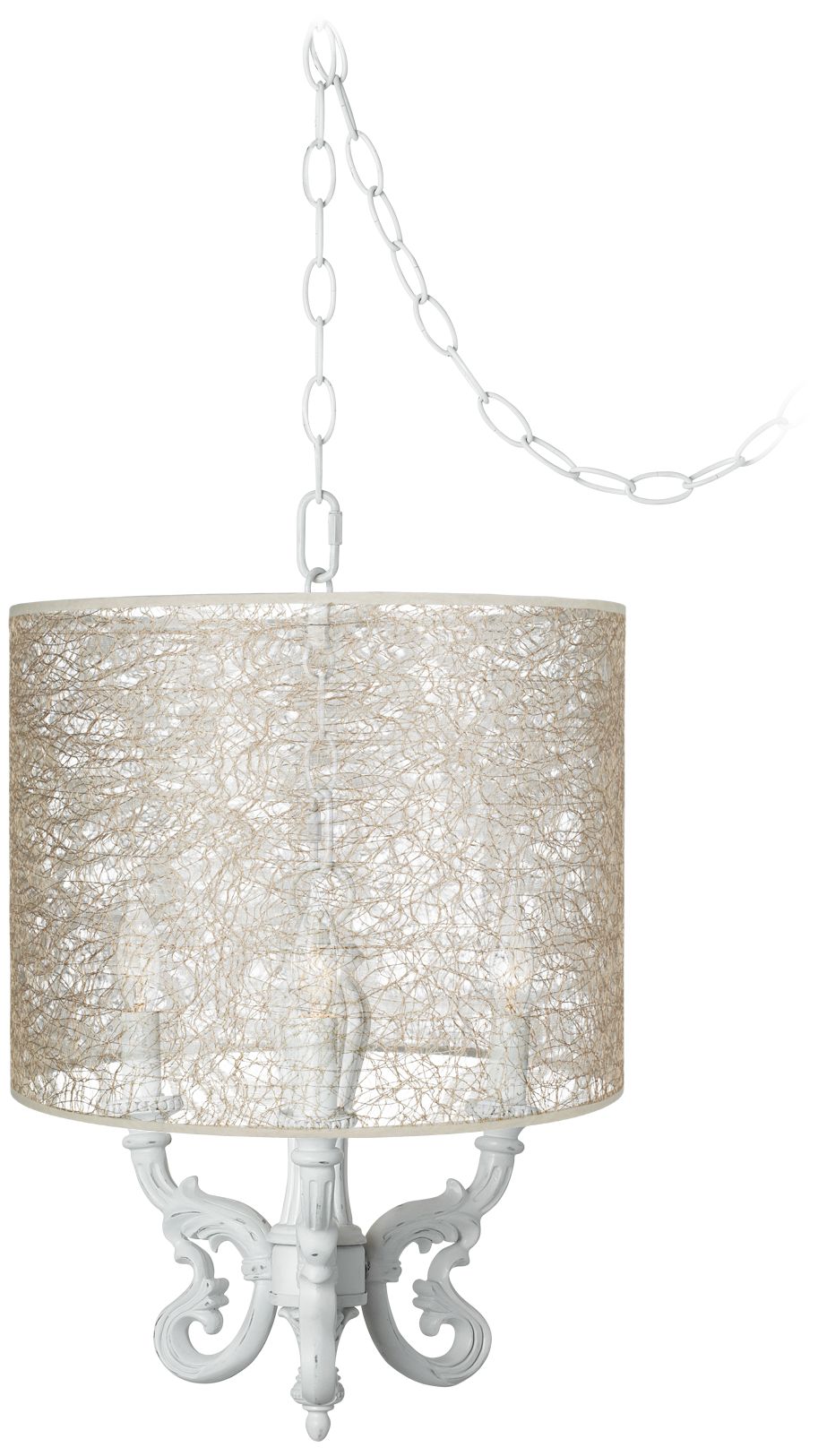 Roco Transparent Lace Shade 14" Wide Mini Swag Chandelier